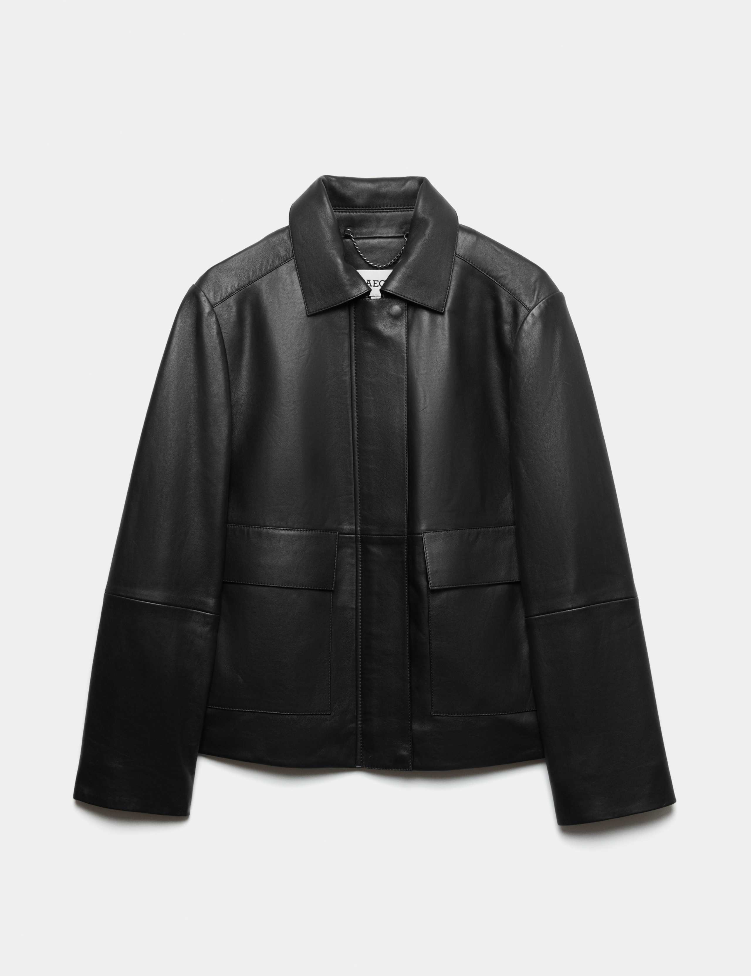 Pure Leather Collared Short Jacket 2 of 8