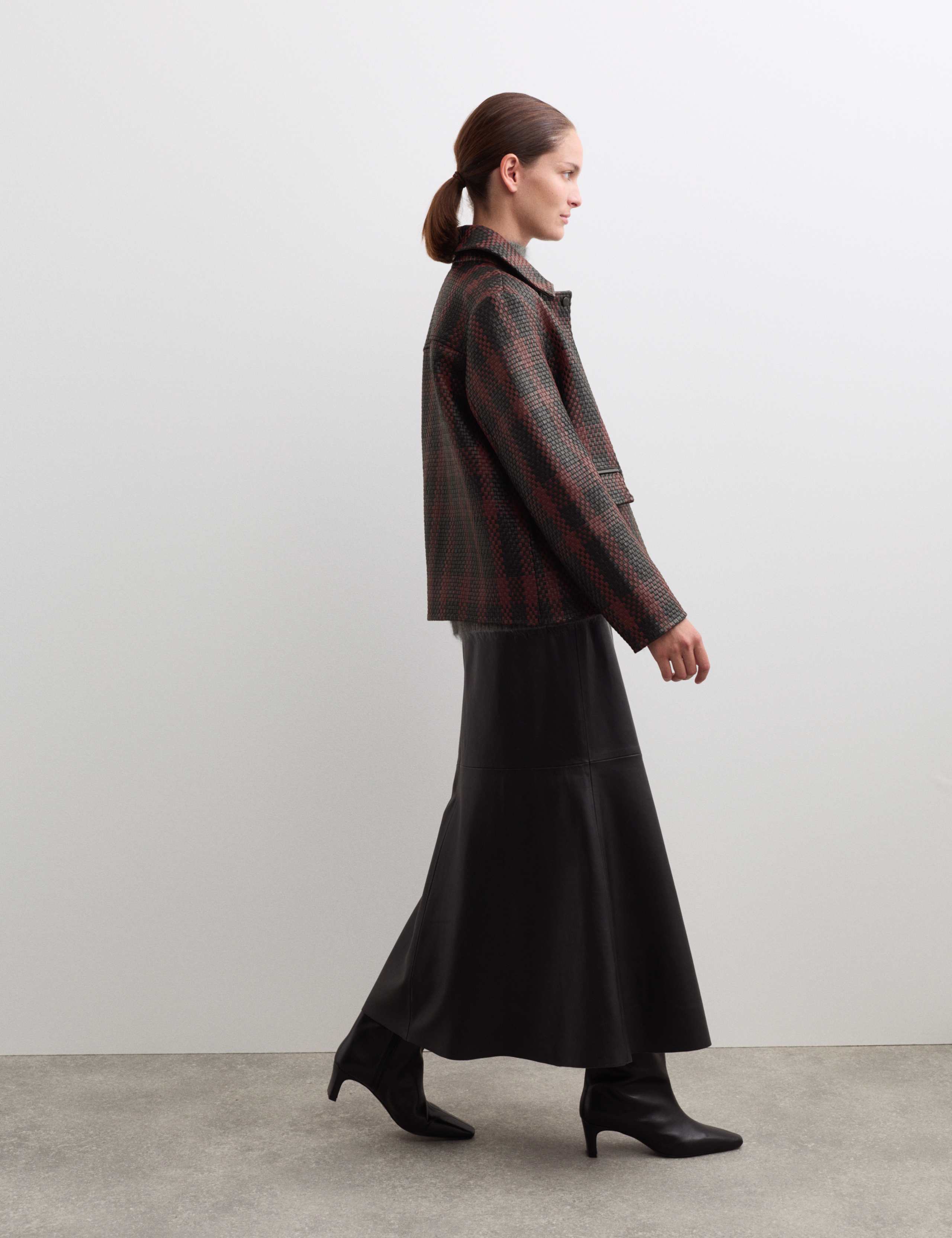 Leather Woven Checked Collared Jacket 5 of 7