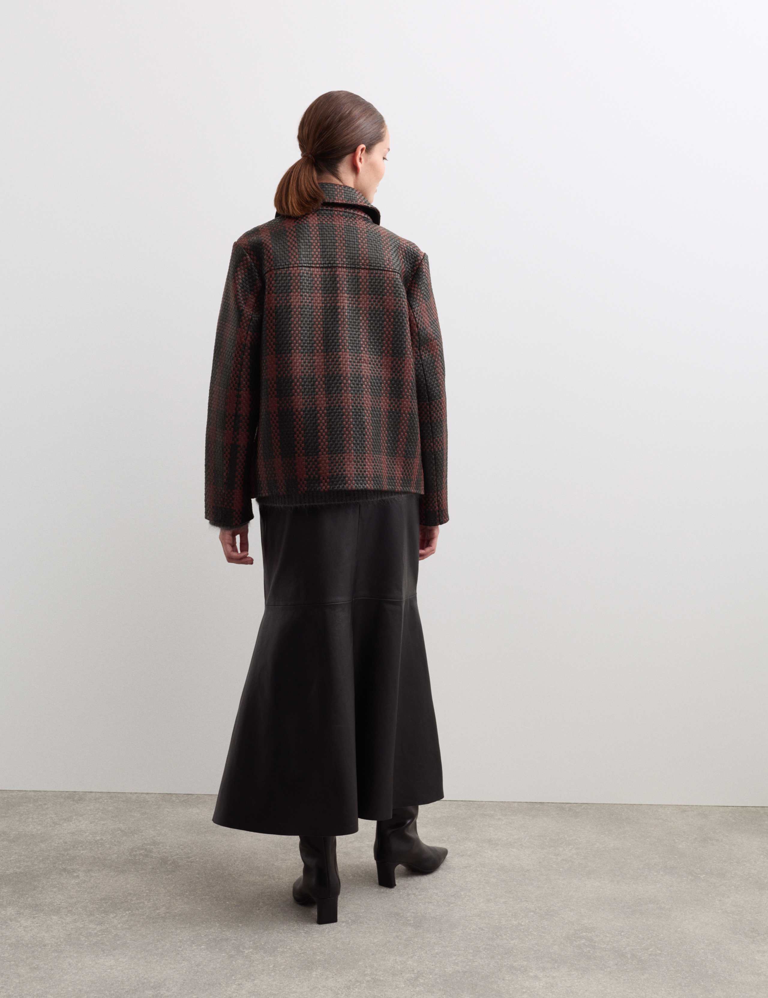 Leather Woven Checked Collared Jacket 6 of 7