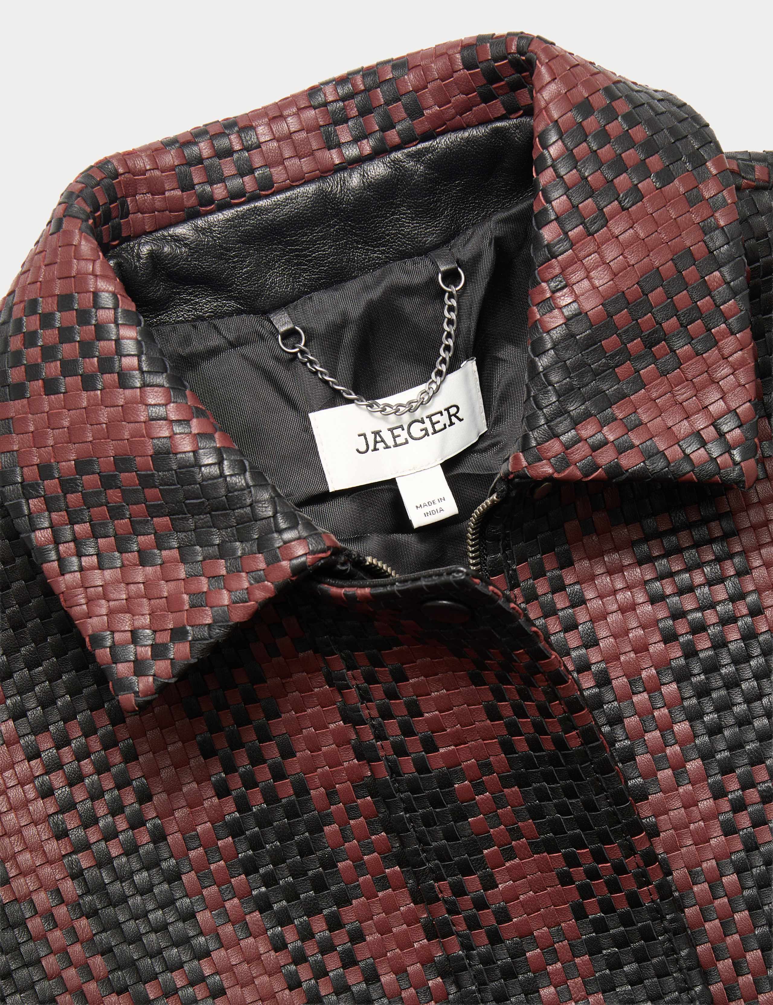 Pure Leather Woven Checked Jacket 3 of 3