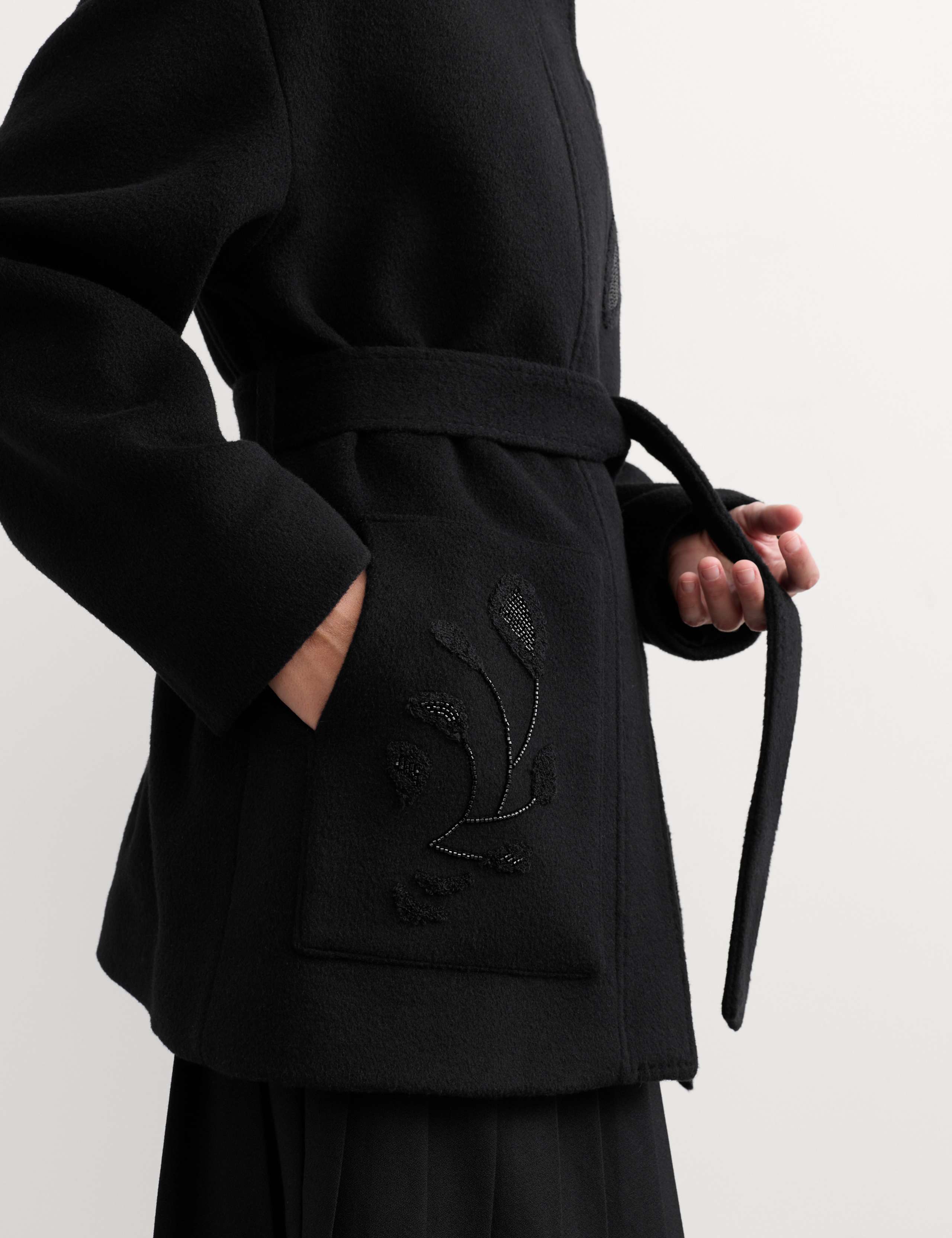 Pure Wool Funnel Neck Embroidered Jacket 3 of 9