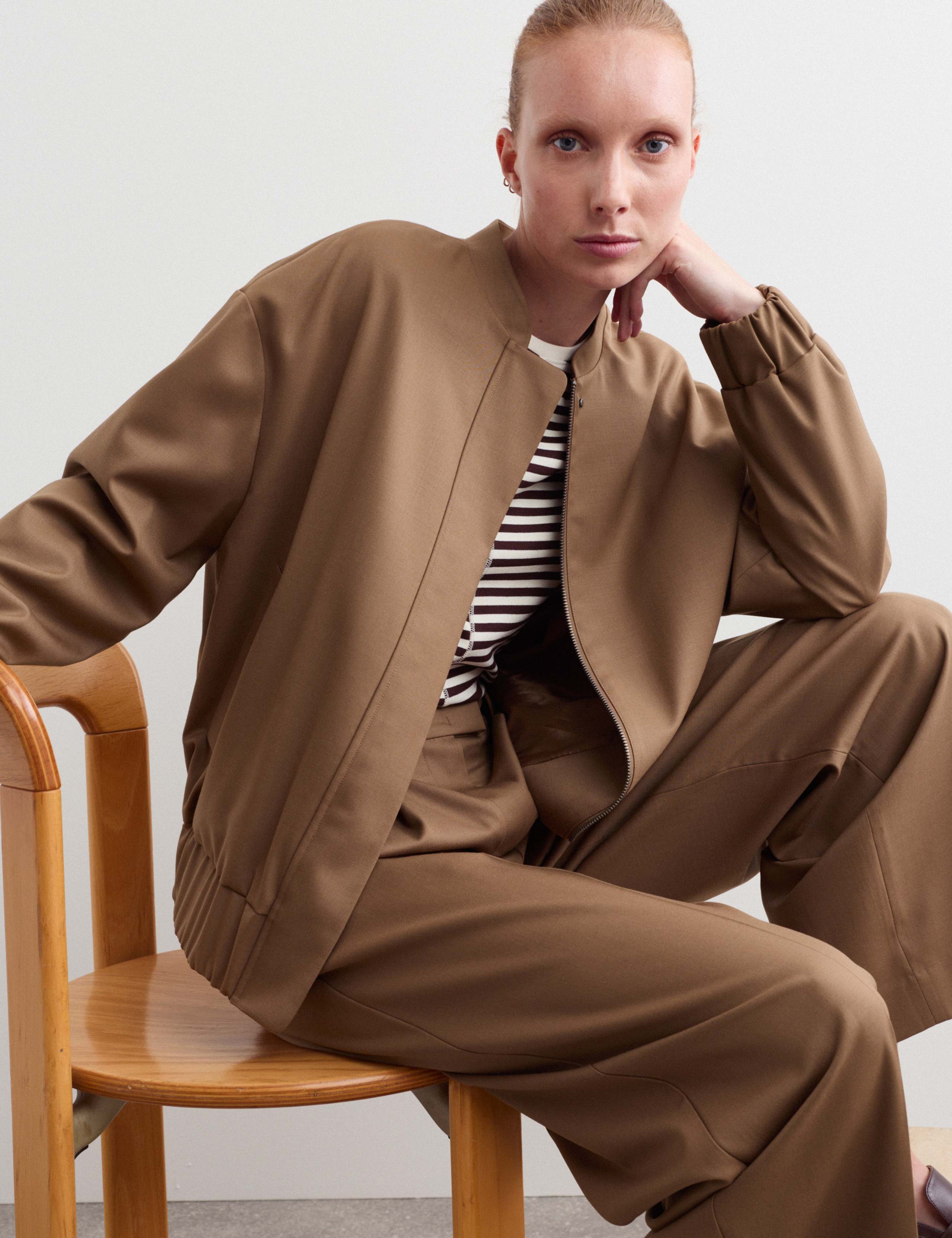 Wool Rich Relaxed Bomber Jacket 4 of 8
