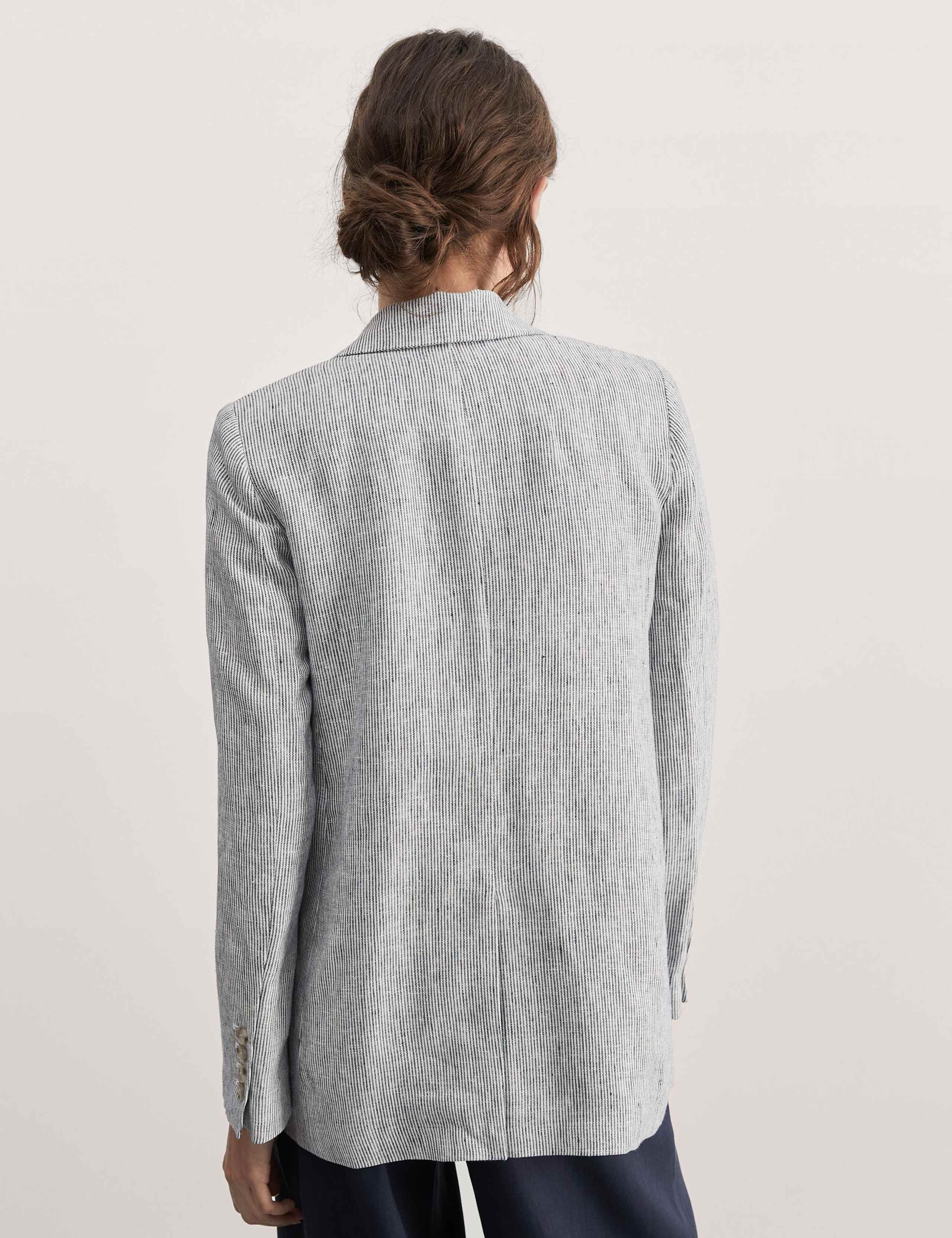 Pure Linen Striped Double Breasted Blazer 5 of 6