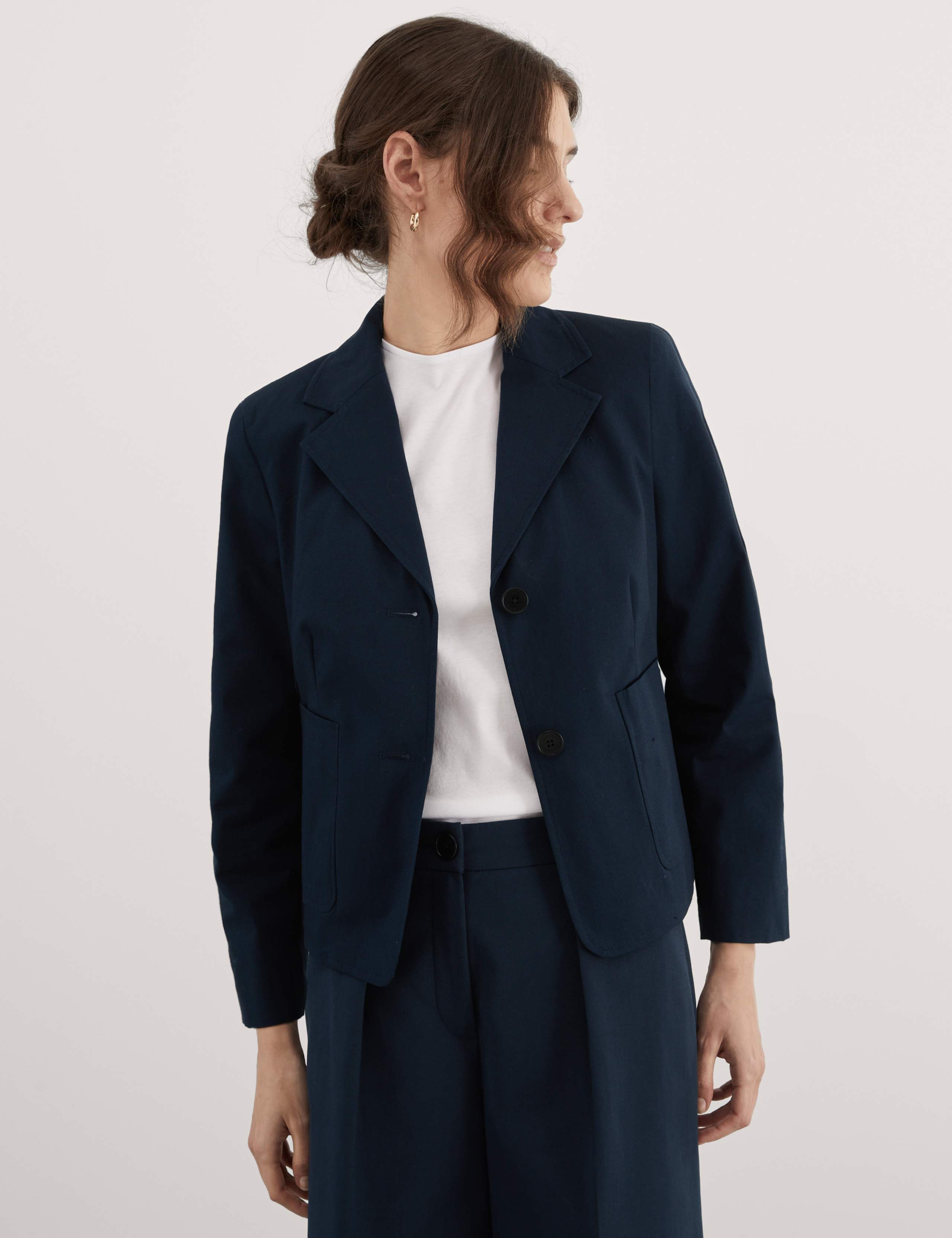 Relaxed Cotton Stretch Cropped Blazer 6 of 7