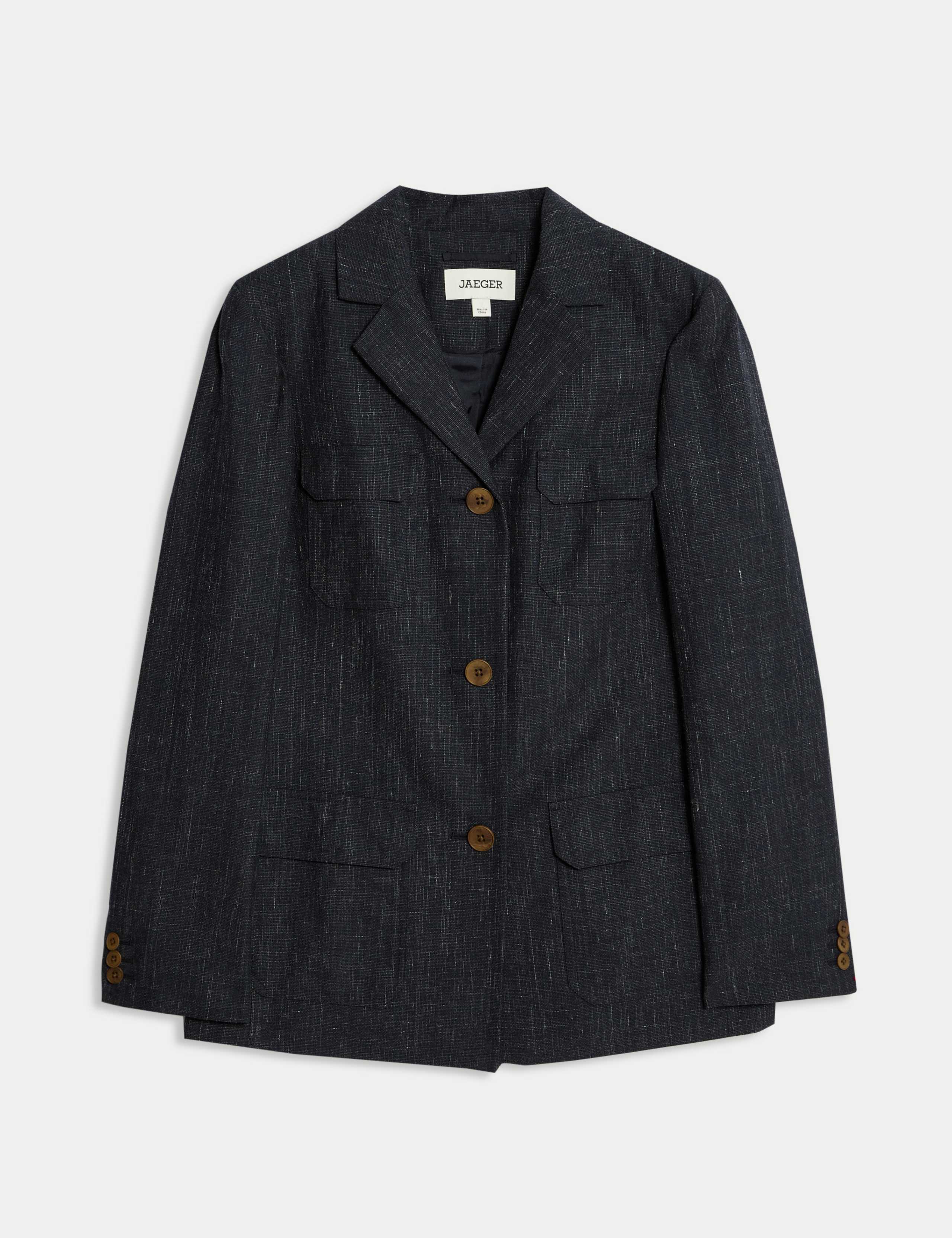 Wool Rich Single Breasted Blazer with Linen 2 of 8