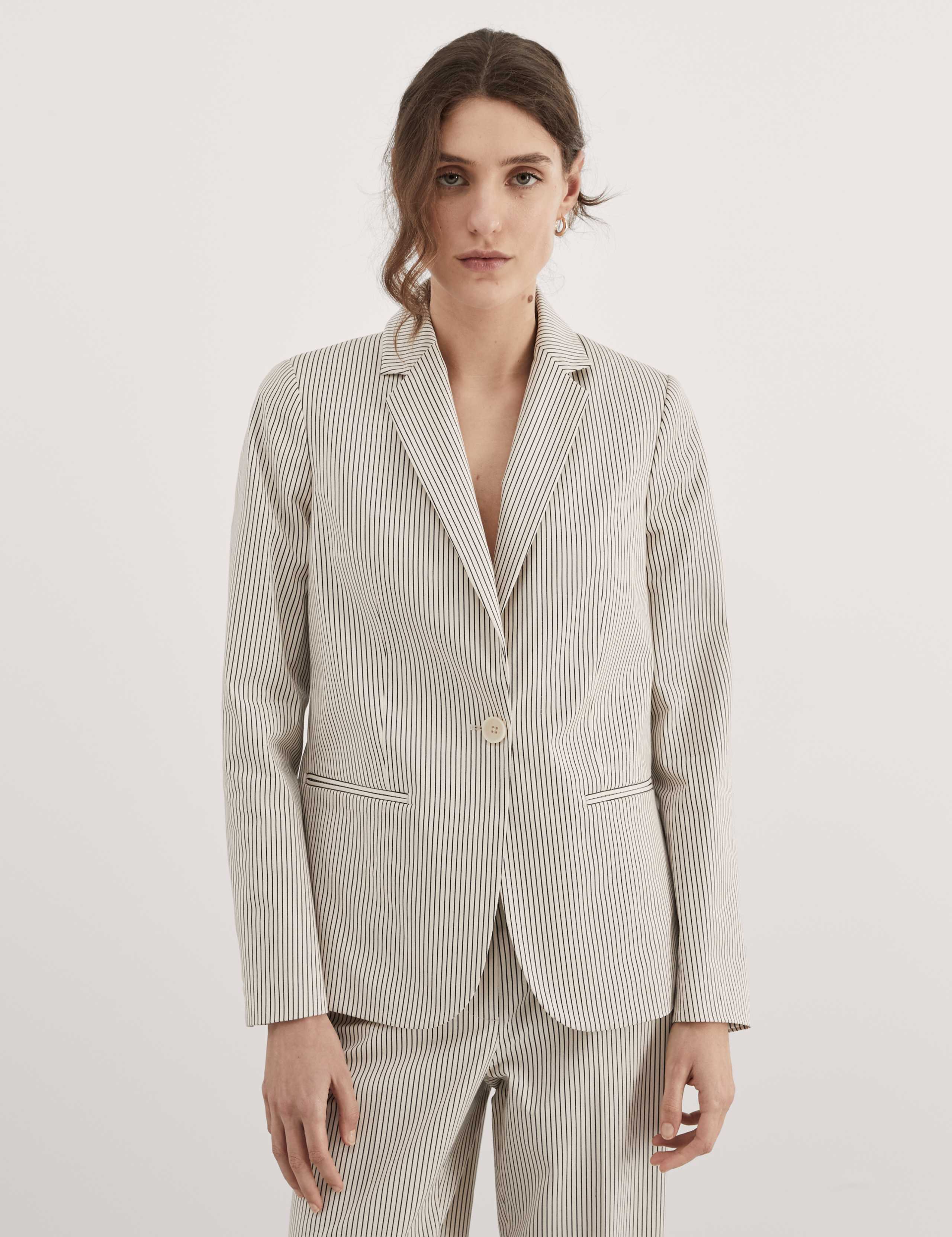 Relaxed Striped Single Breasted Blazer 4 of 7