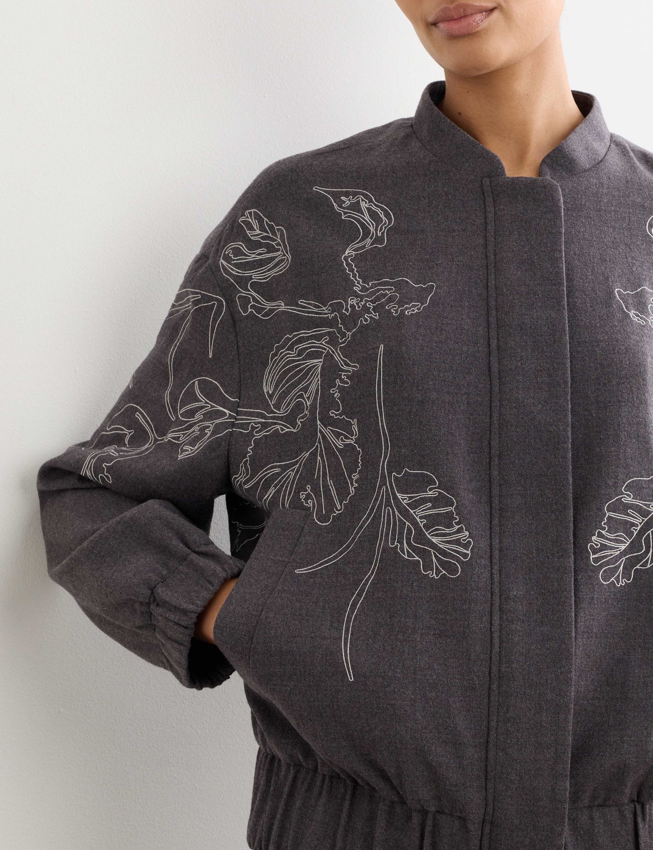 Wool Rich Flannel Embroidered Jacket 1 of 8
