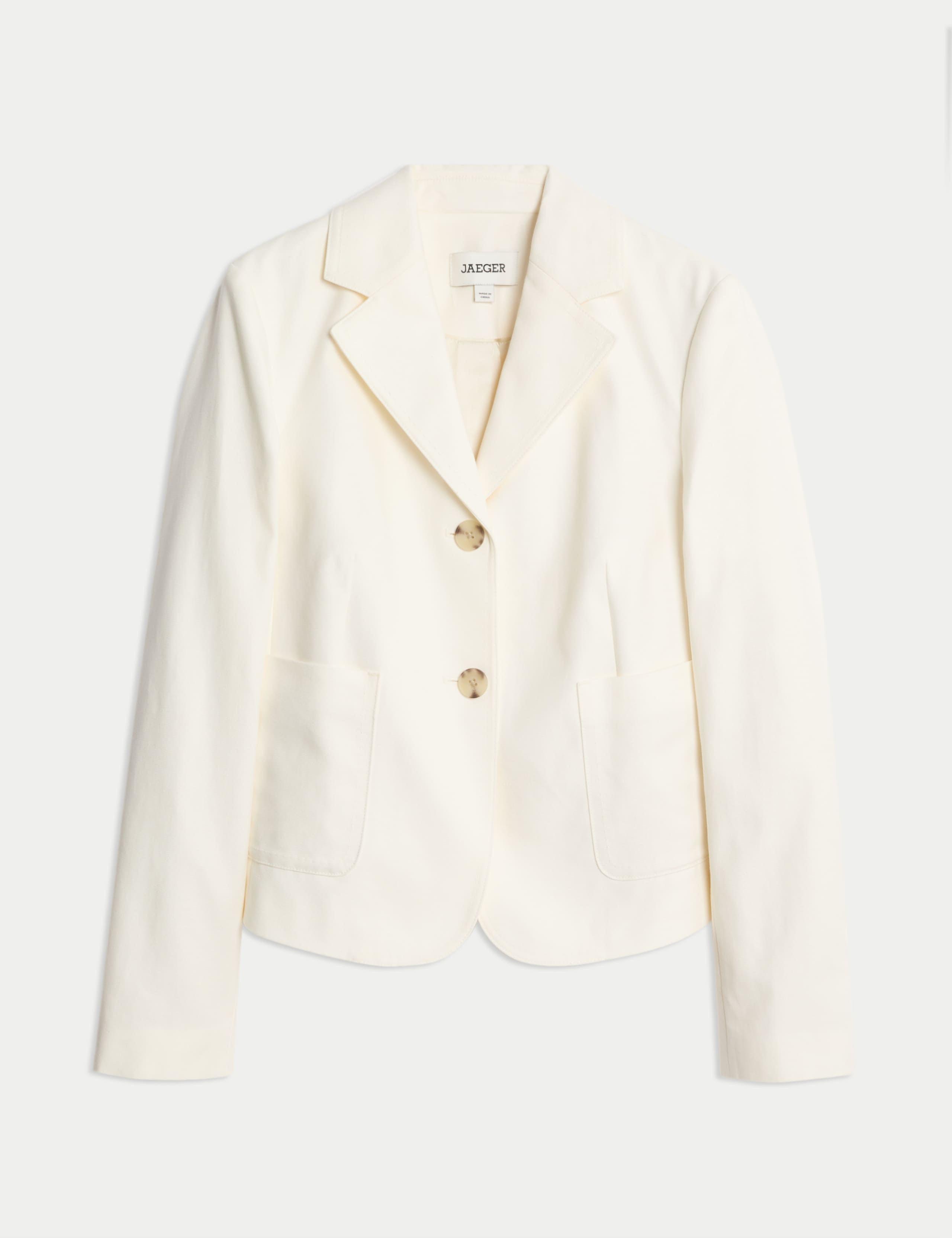 Cotton Blend Cropped Patch Pocket Jacket 2 of 9