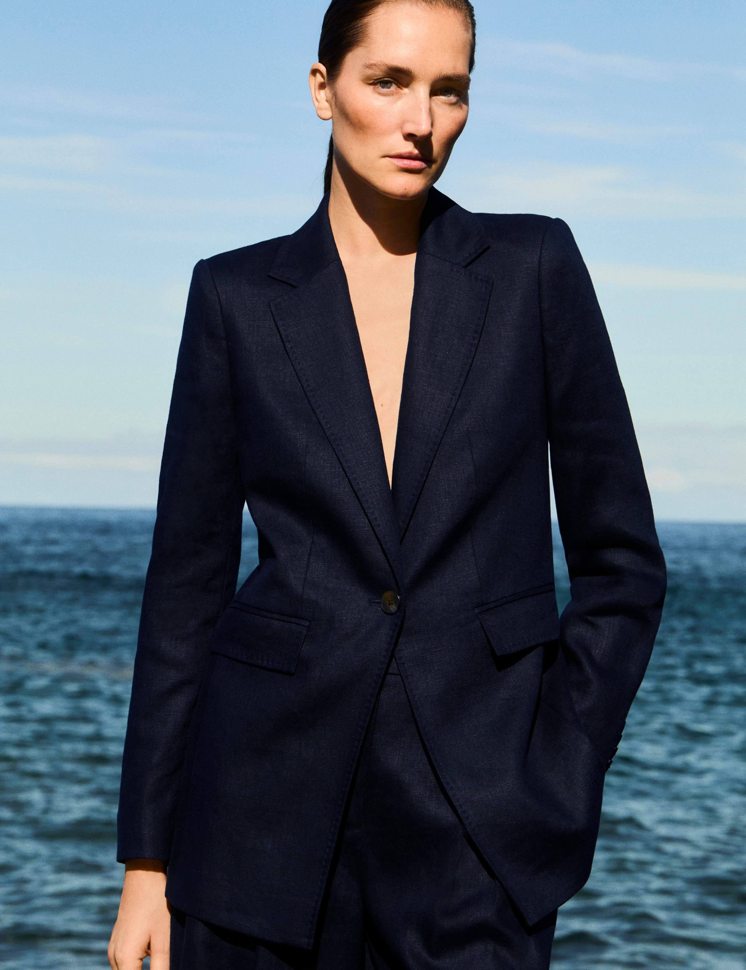 Pure Linen Longline Single Breasted Blazer 1 of 7