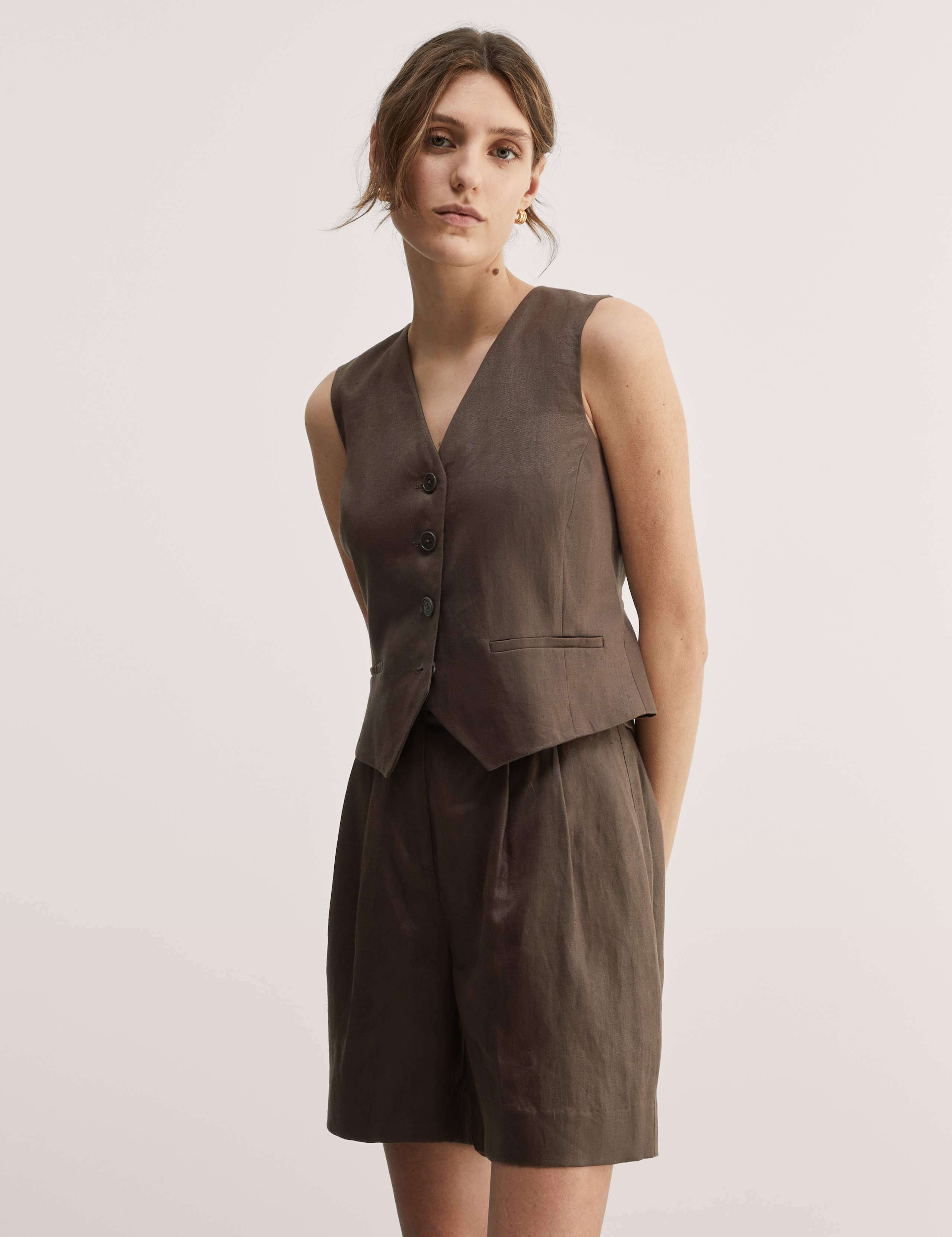 Pure Linen Single Breasted Waistcoat 4 of 6