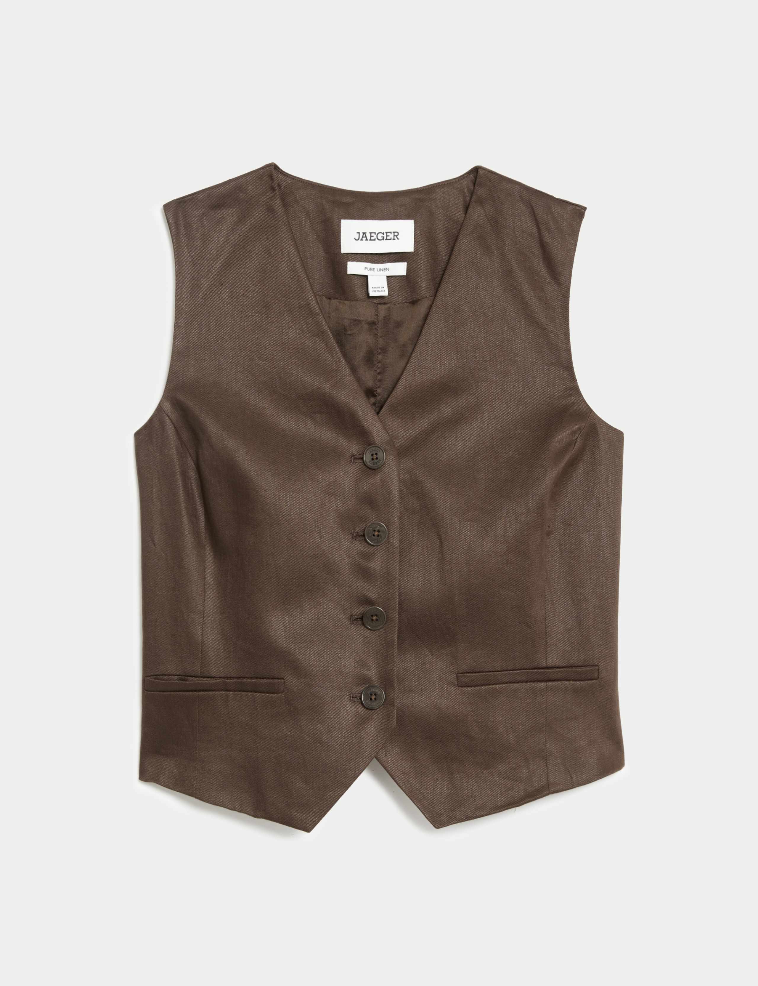 Pure Linen Single Breasted Waistcoat 2 of 6