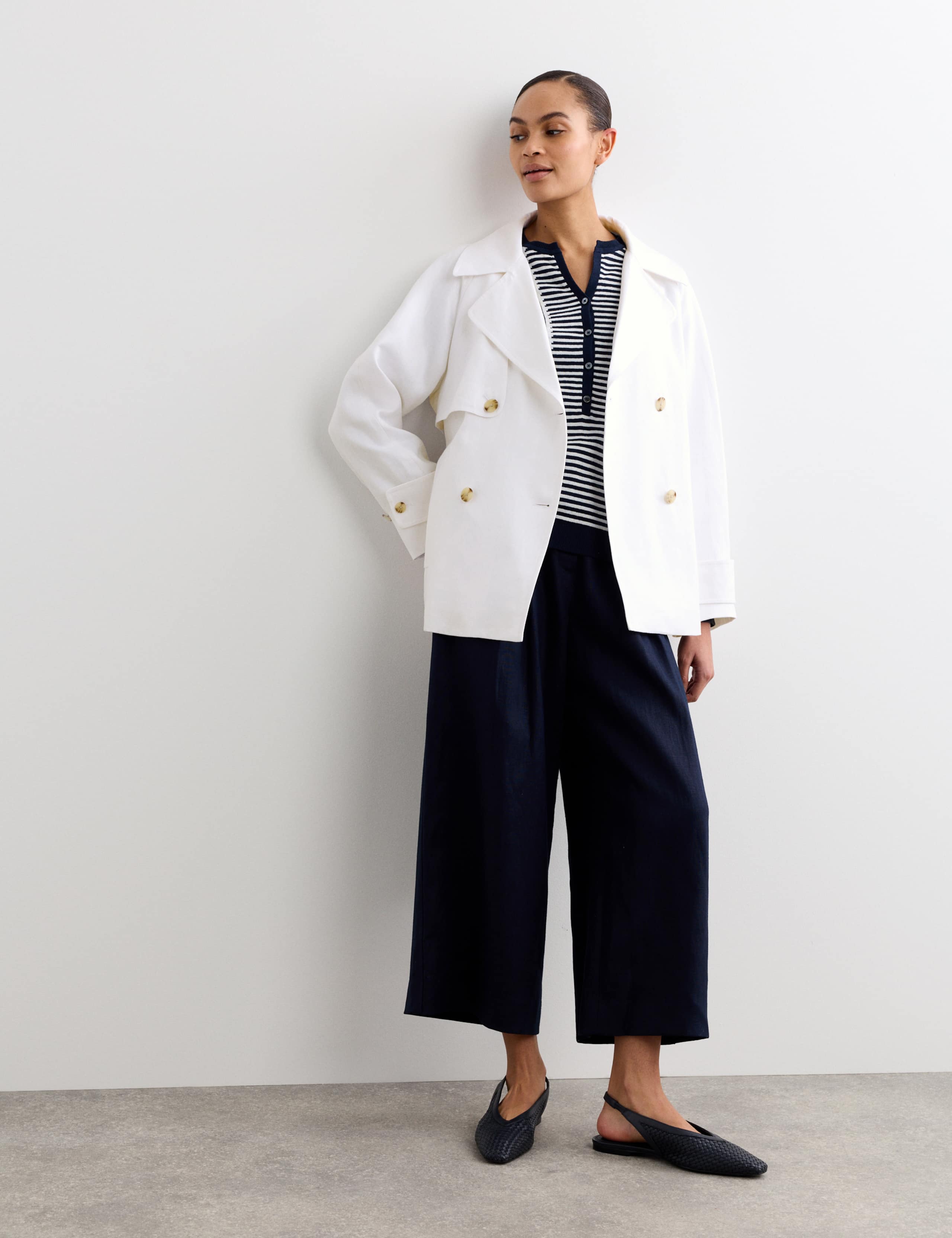 Pure Linen Short Trench Style Coat 4 of 7