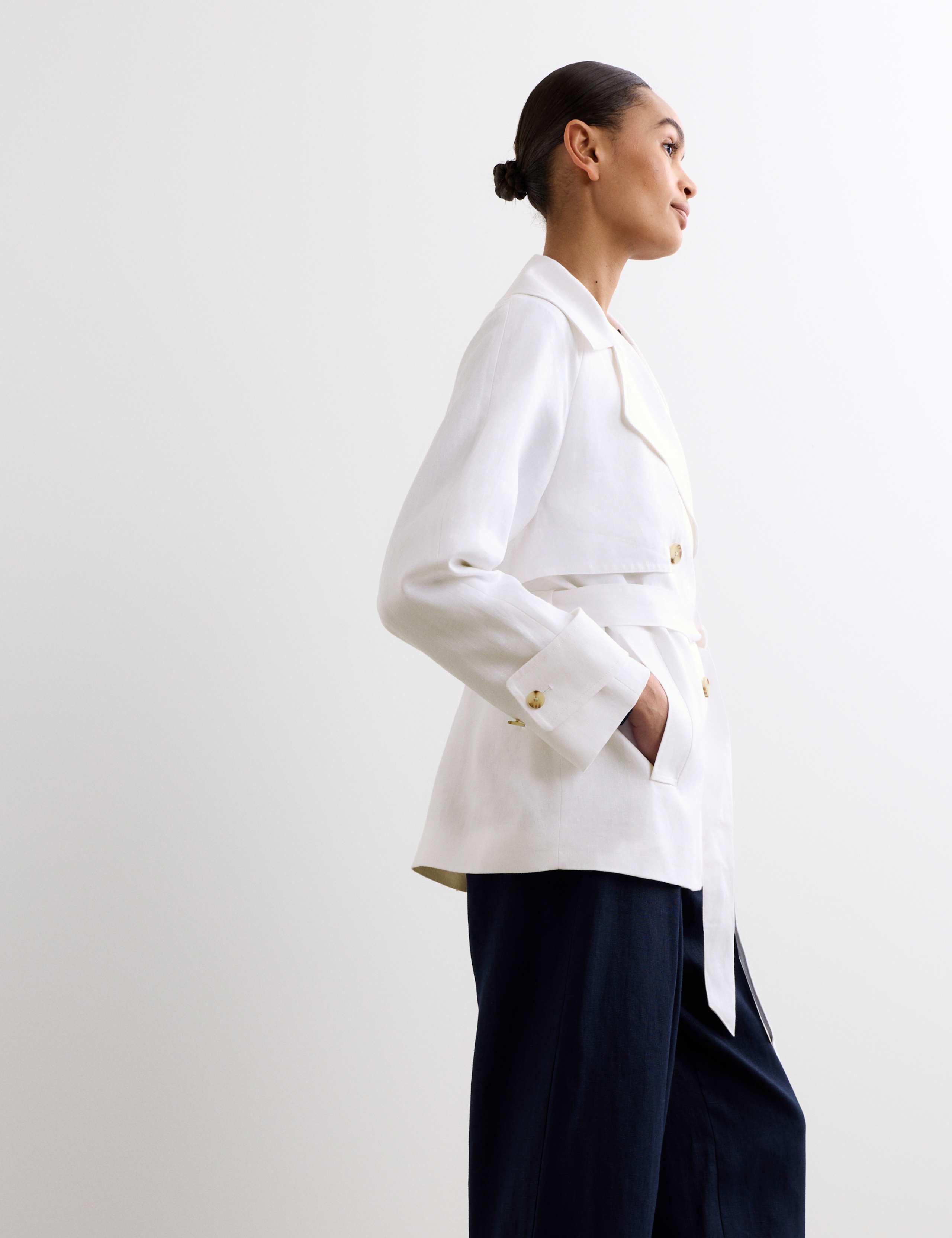 Pure Linen Short Trench Style Coat 6 of 7