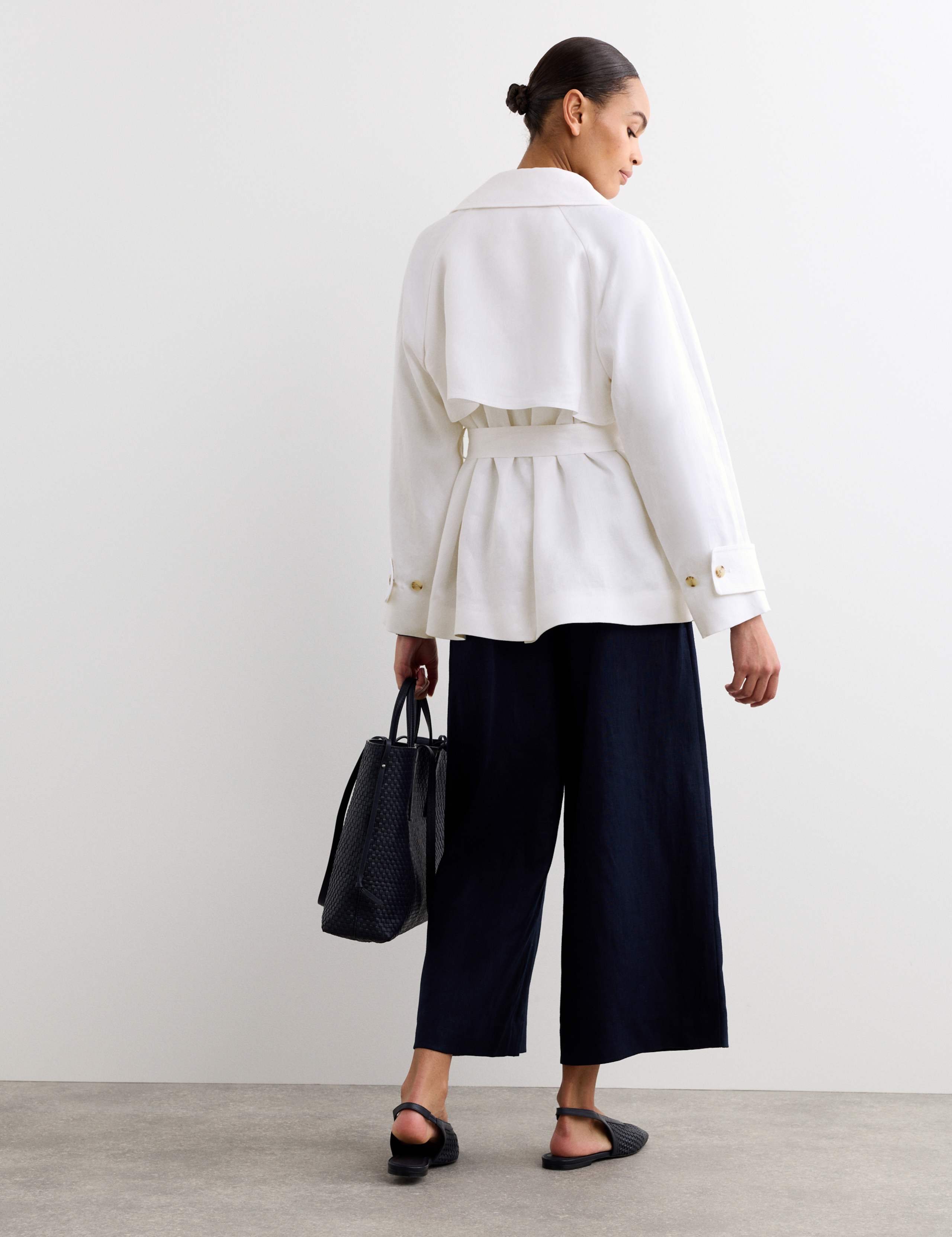 Pure Linen Short Trench Style Coat 7 of 7