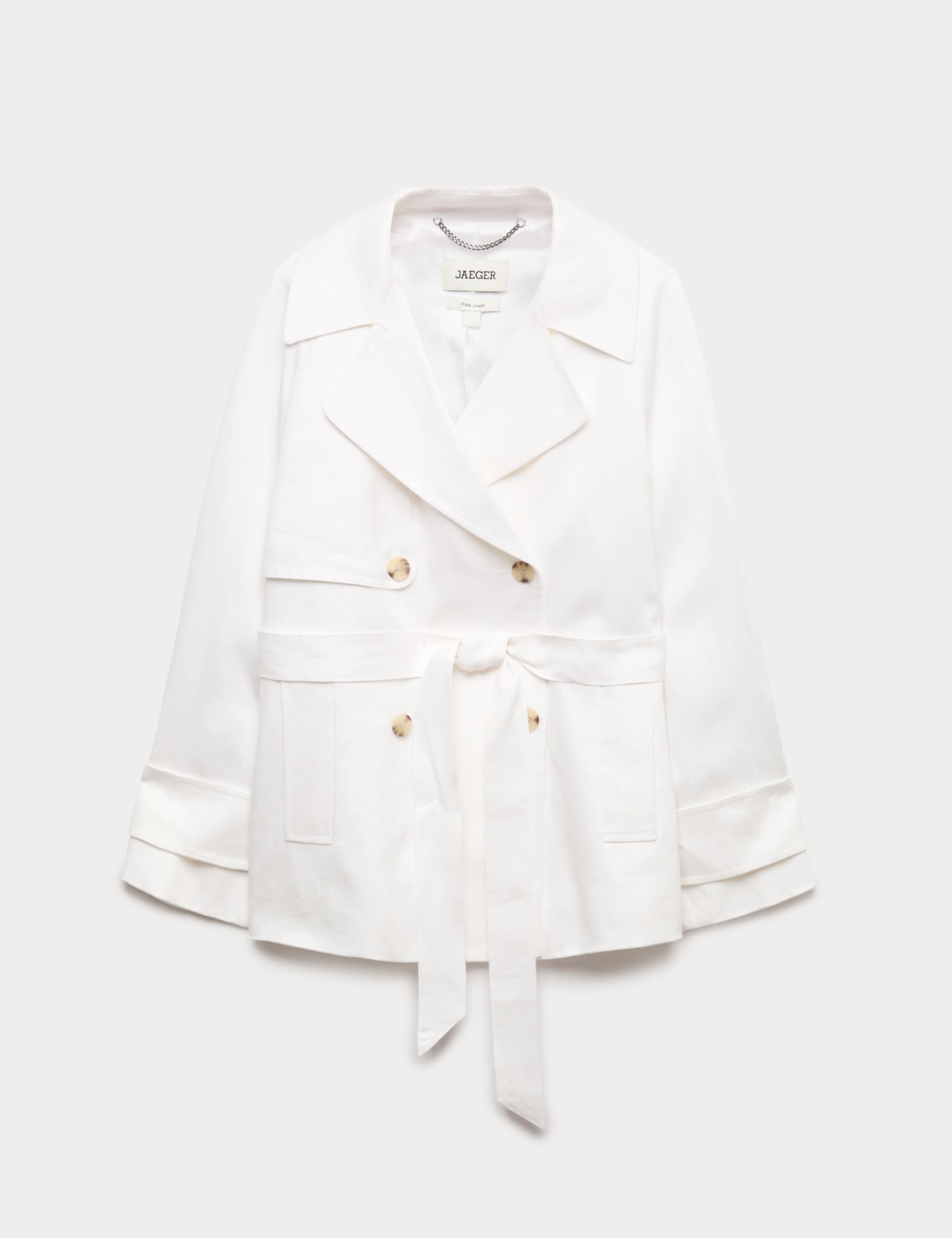 Pure Linen Short Trench Style Coat 2 of 7