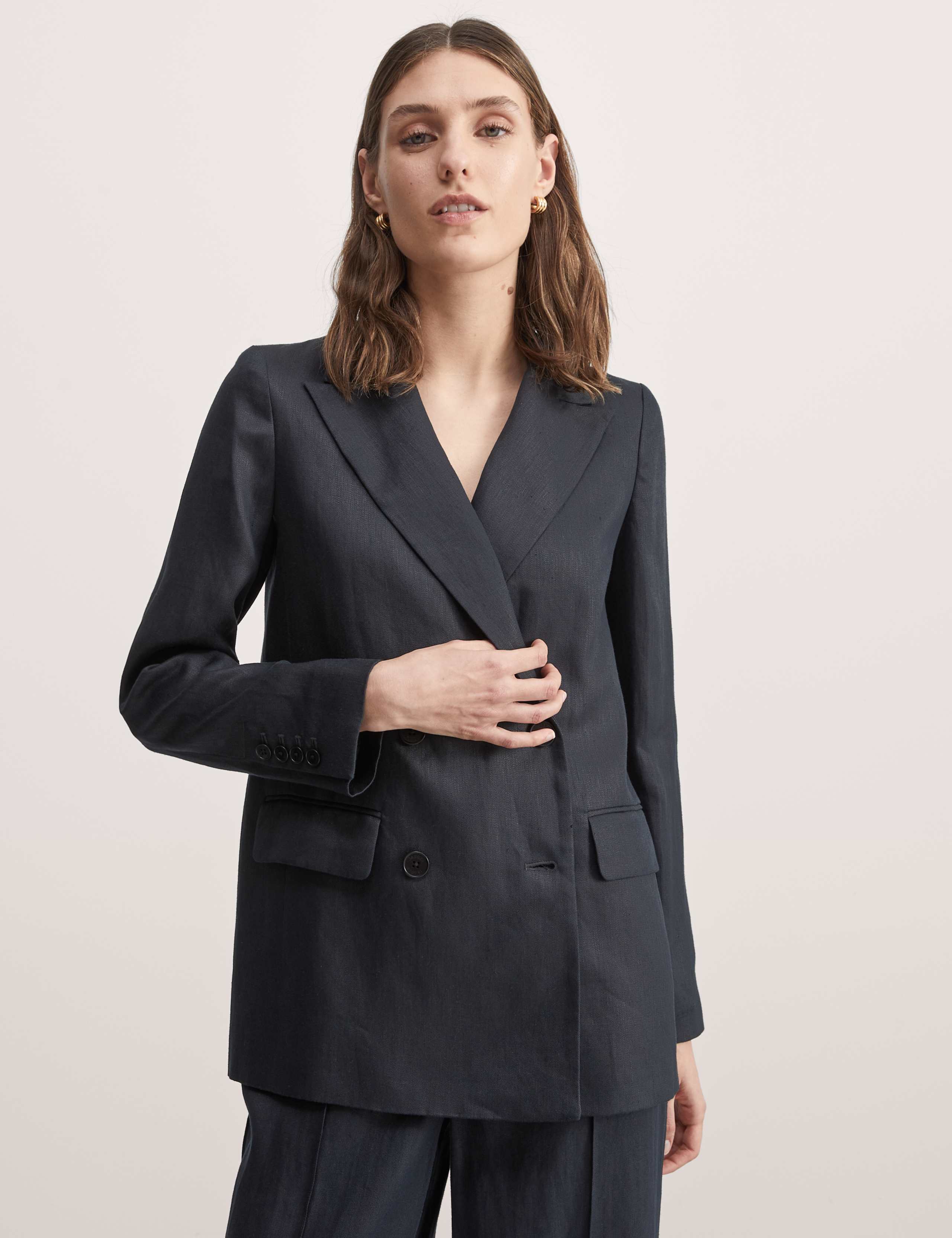 Pure Linen Double Breasted Jacket 1 of 6