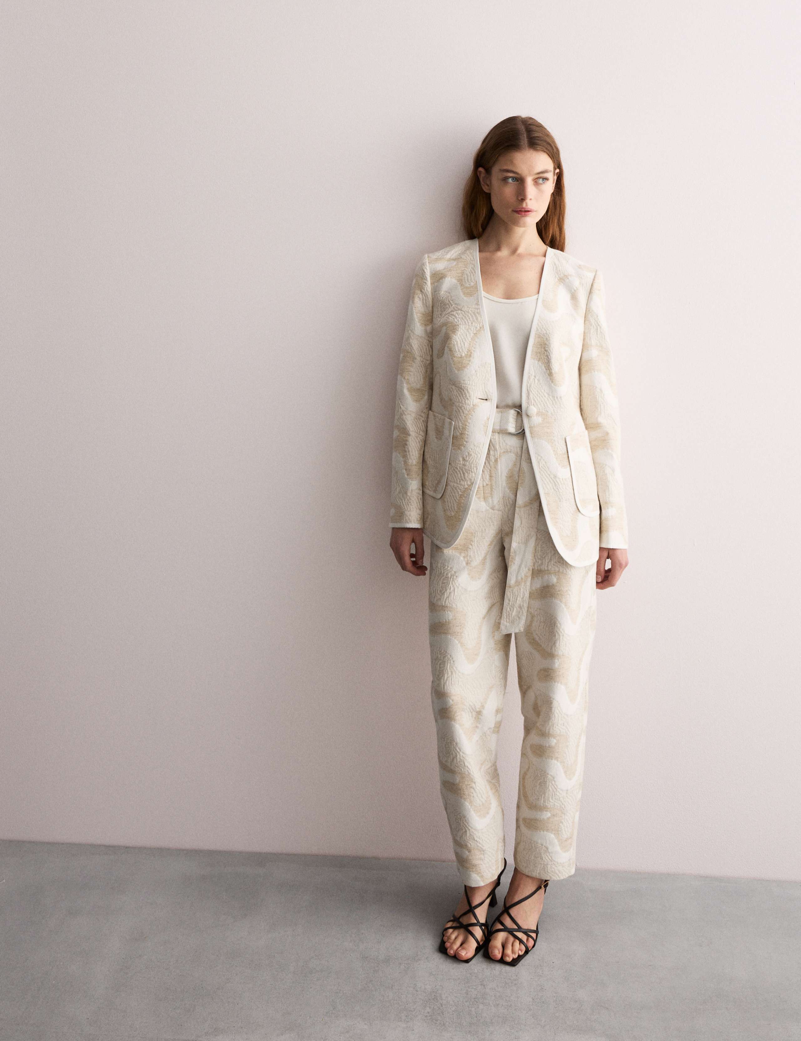 Cotton Rich Jacquard Collarless Jacket 3 of 12