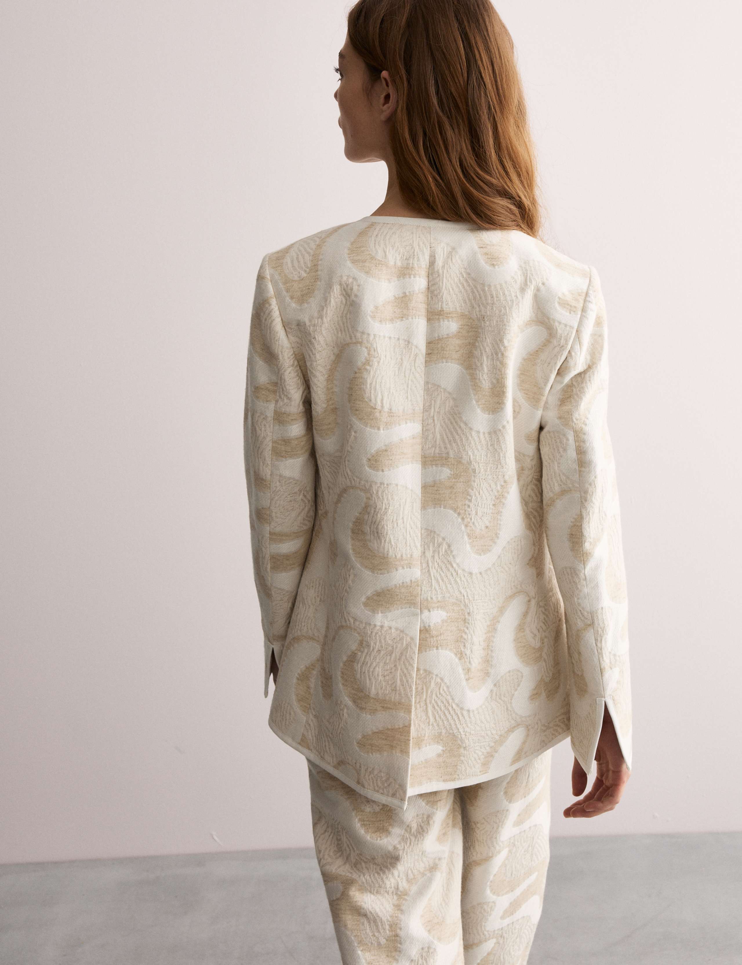 Cotton Rich Jacquard Collarless Jacket 4 of 12