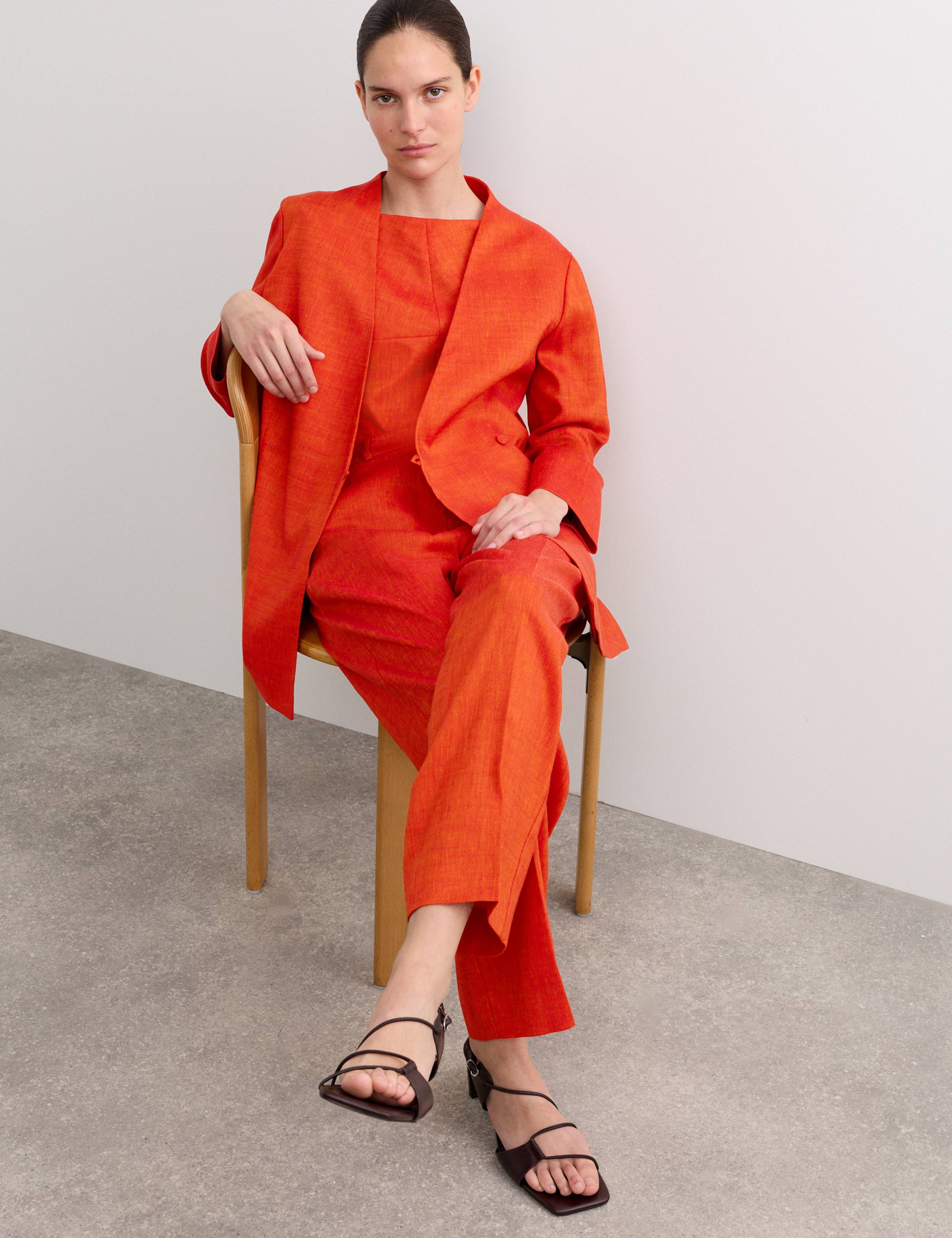 Linen Rich Colarless Longline Jacket 4 of 7