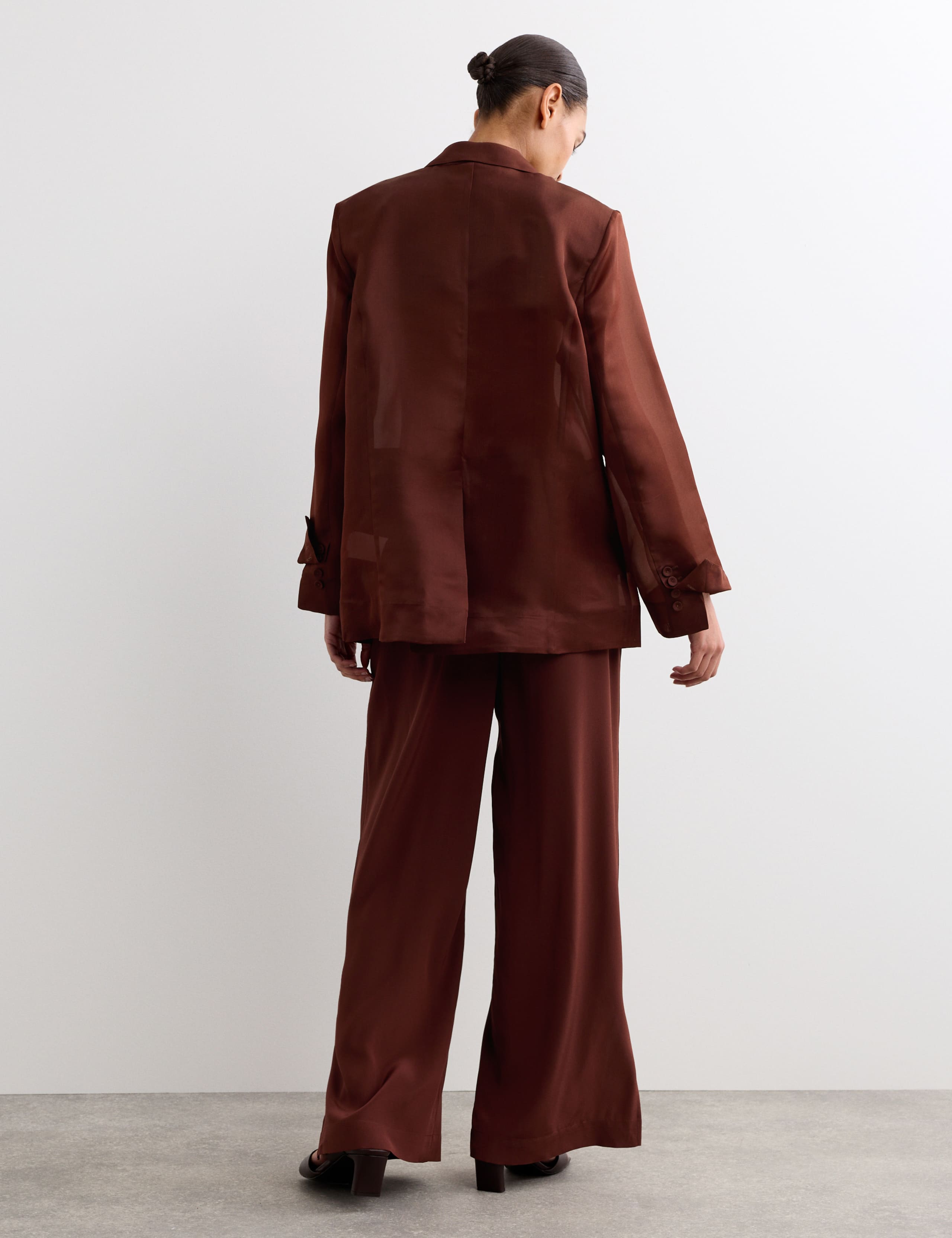 Pure Silk Organza Double Breasted Longline Blazer 7 of 8