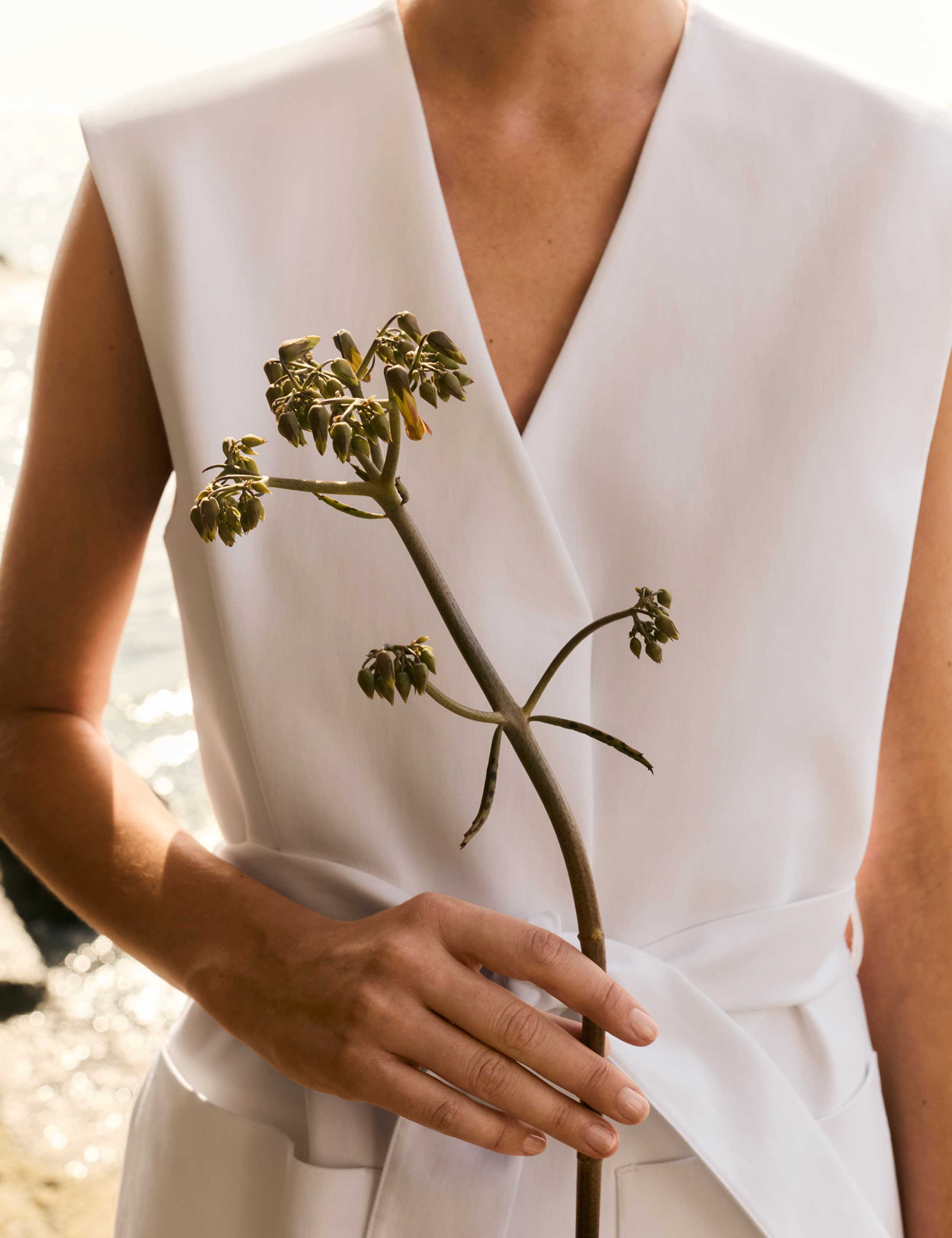 Cotton Rich Sleeveless Jacket with Modal 1 of 8