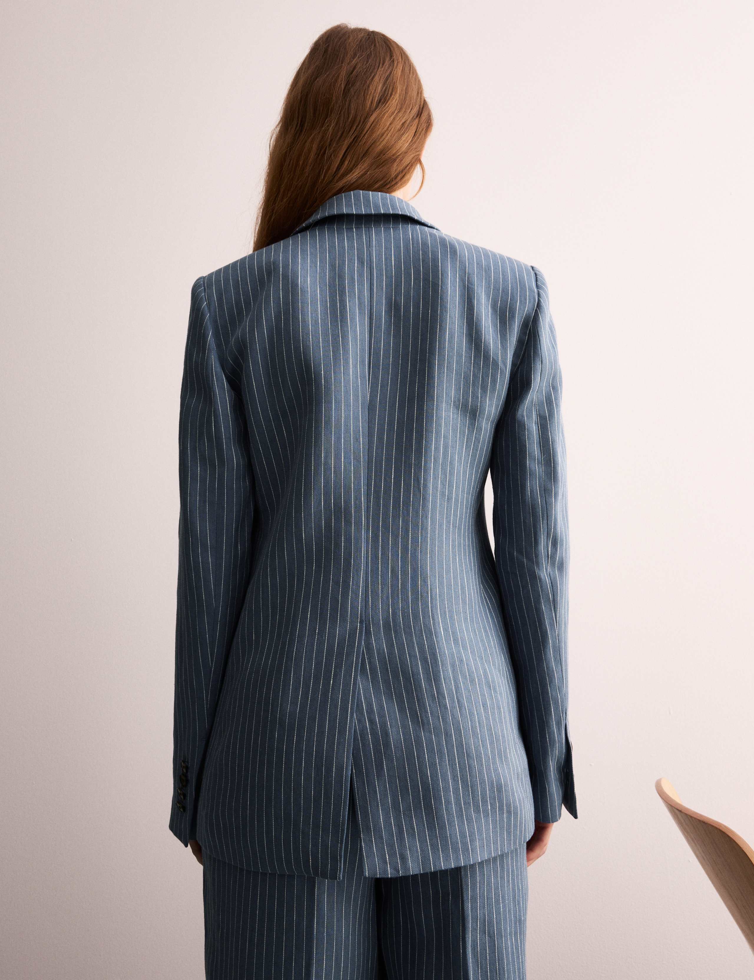Pure Linen Straight Pinstripe Blazer 6 of 11