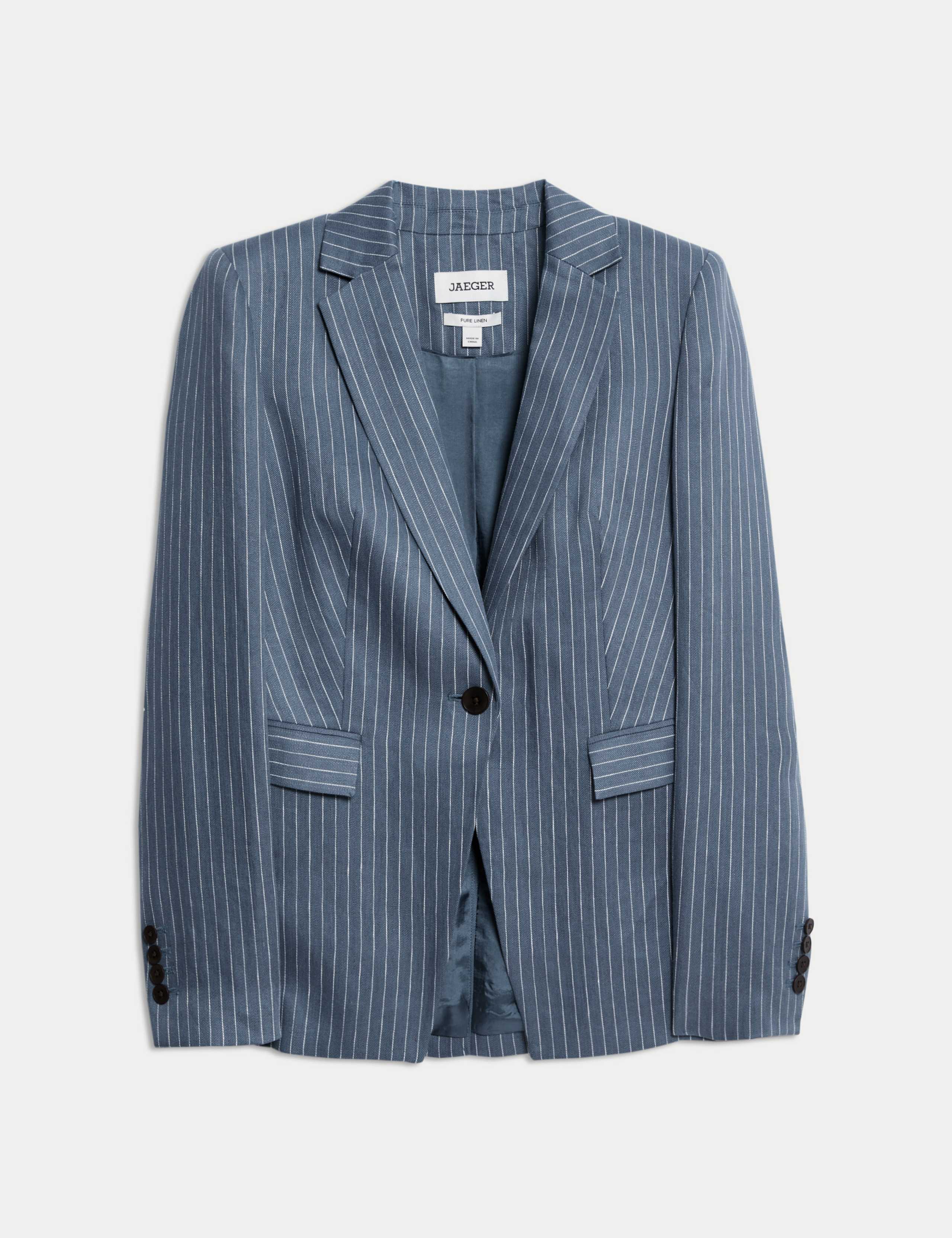 Pure Linen Straight Pinstripe Blazer 2 of 11