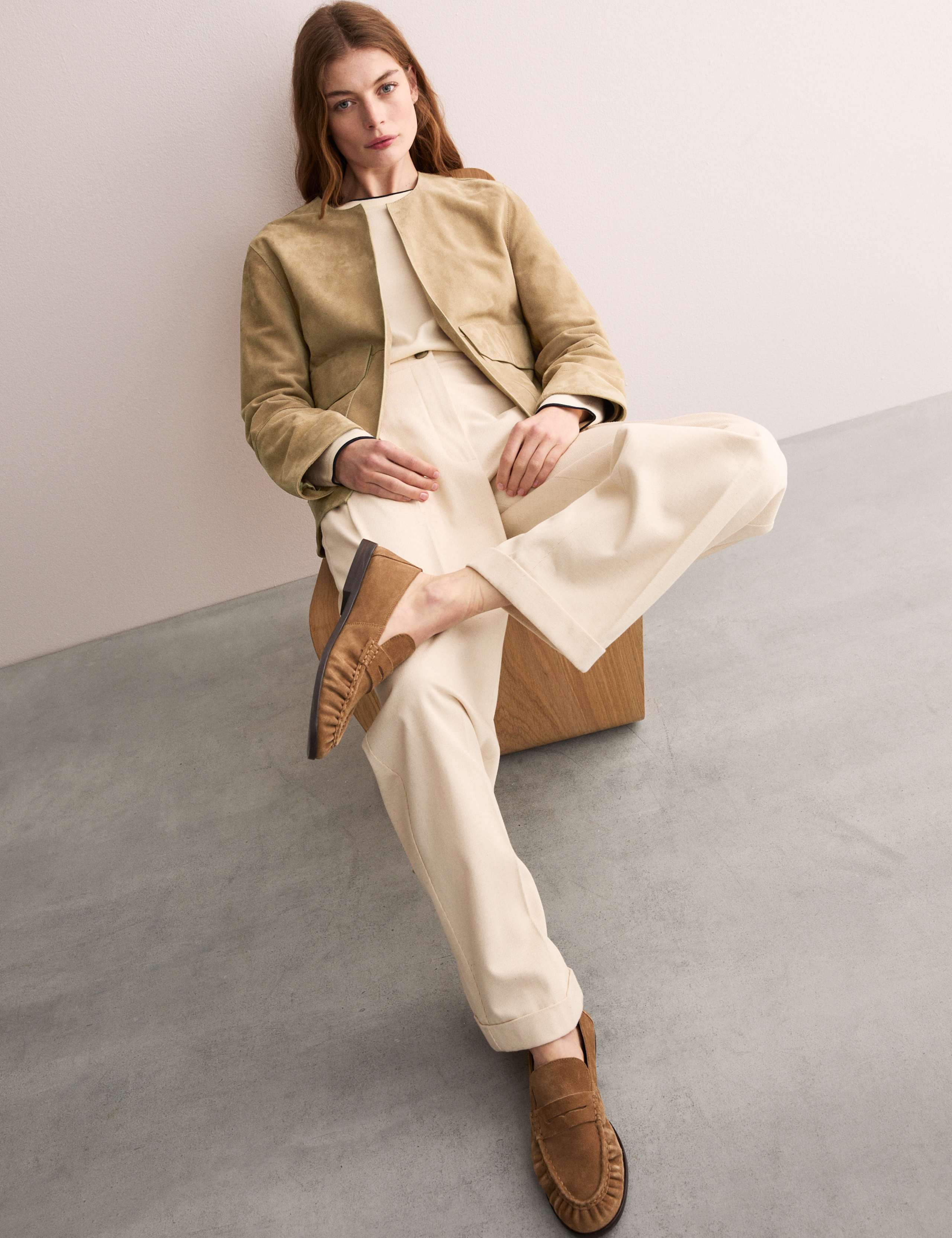 Suede Collarless Jacket 1 of 9