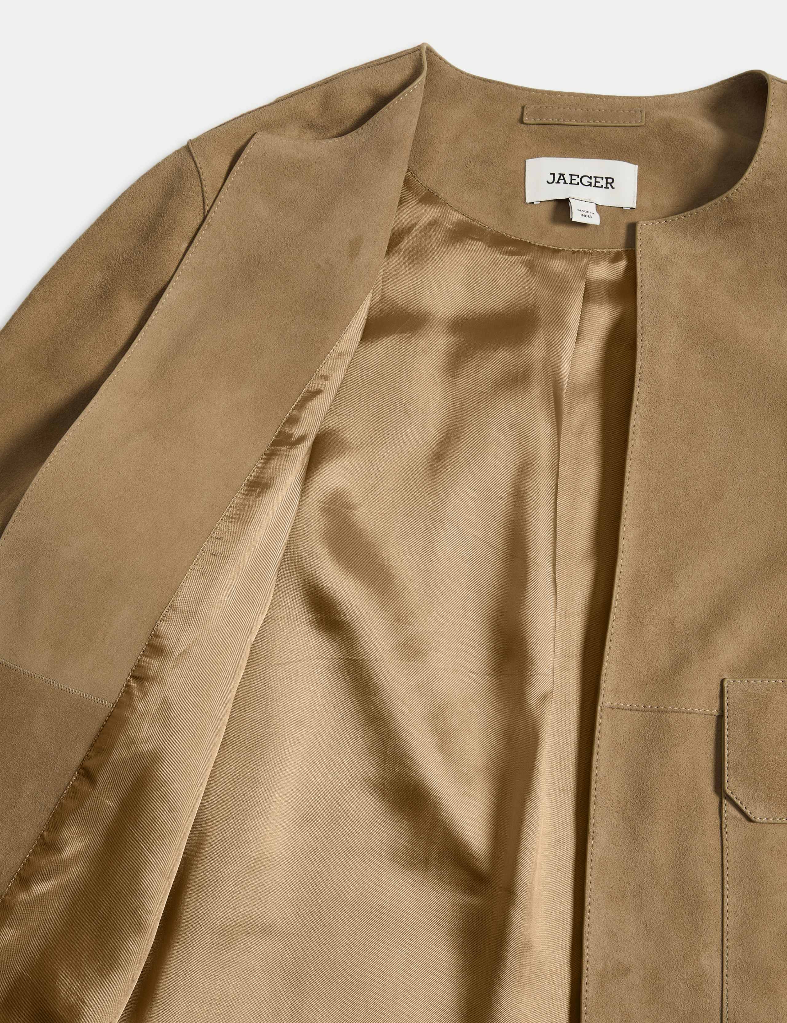 Suede Collarless Jacket 9 of 9