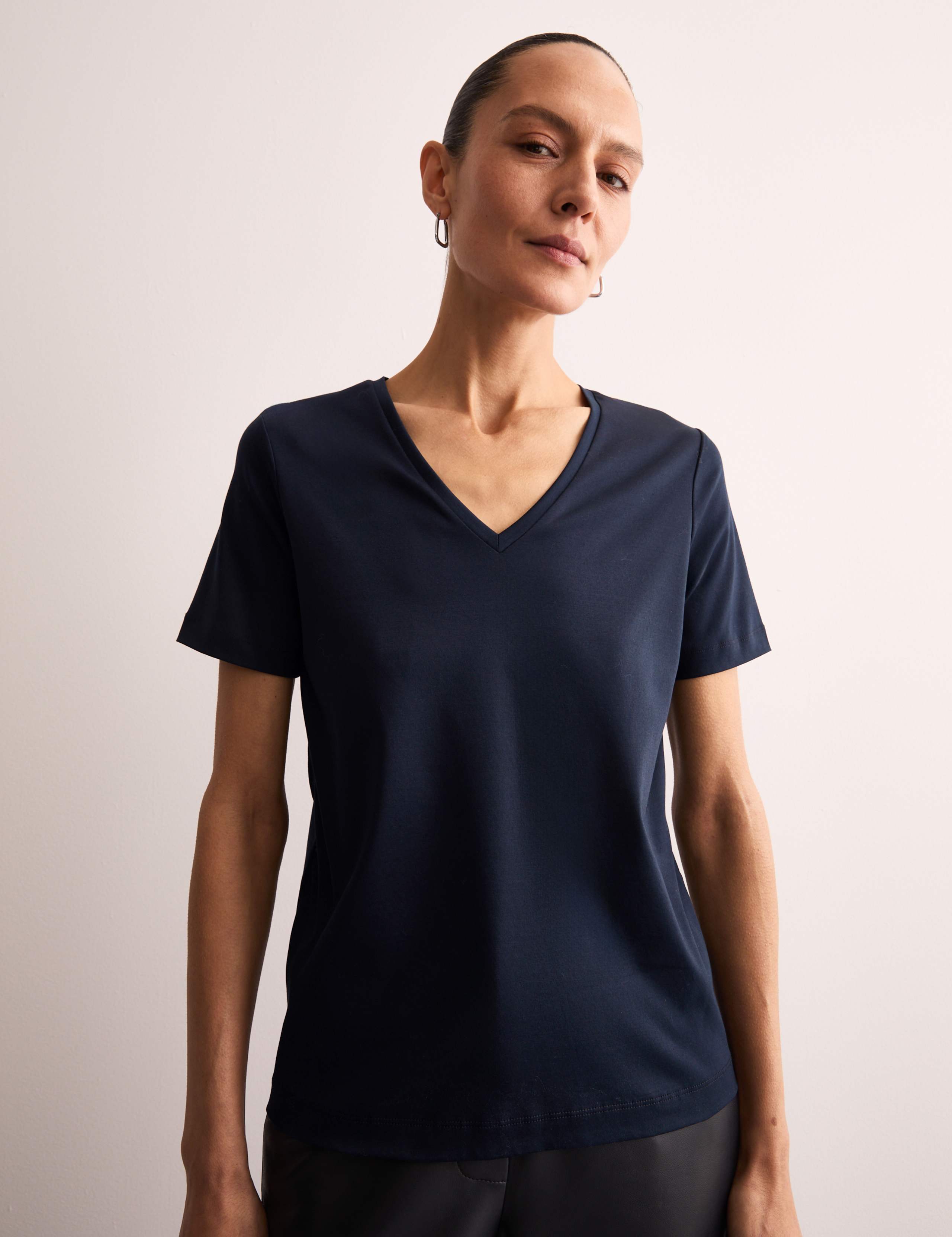 Pure Mercerised Cotton V-Neck T-Shirt 5 of 6