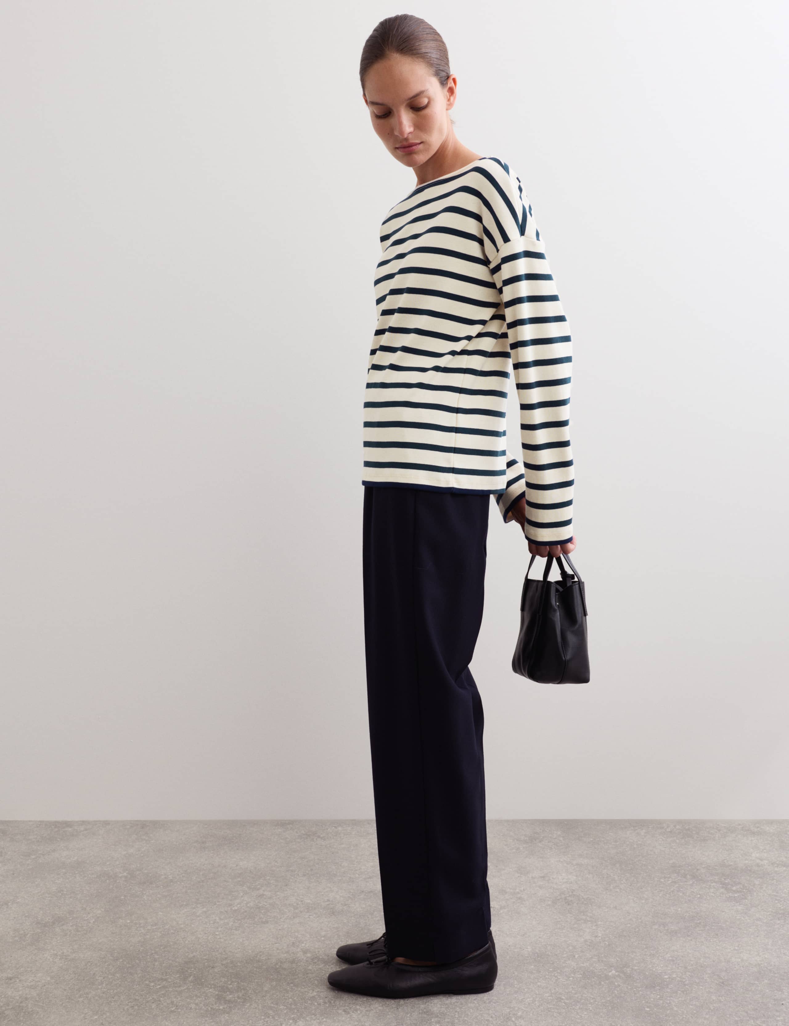 Pure Cotton Striped Slash Neck Top 5 of 7