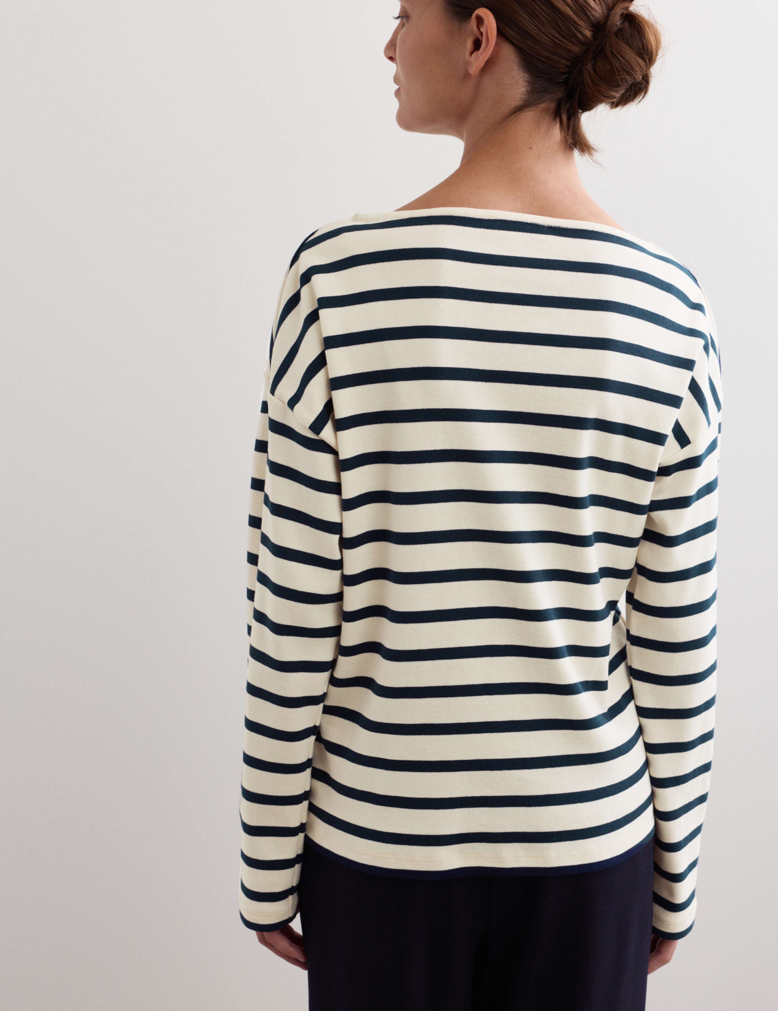 Pure Cotton Striped Slash Neck Top 6 of 7