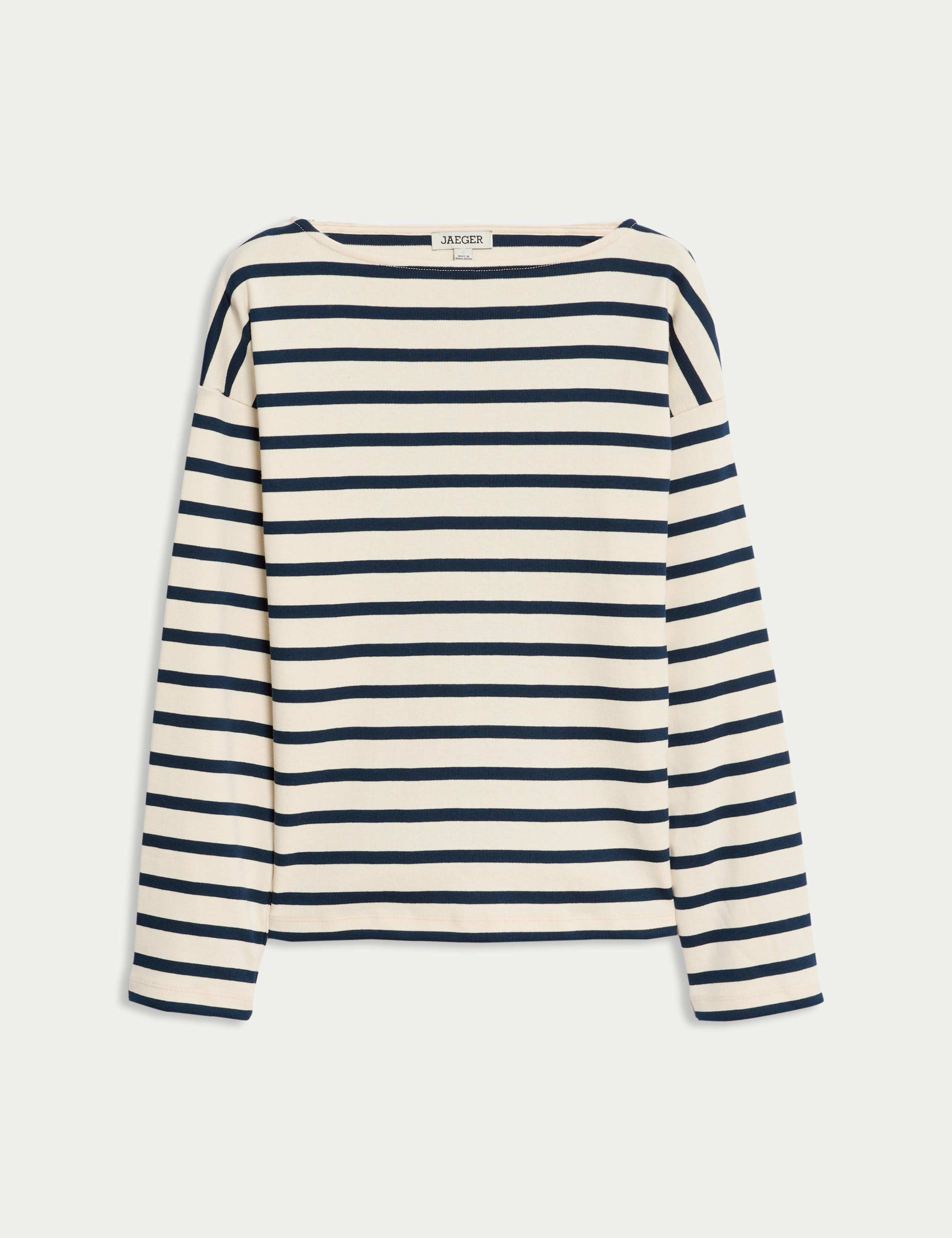 Pure Cotton Striped Slash Neck Top 2 of 7