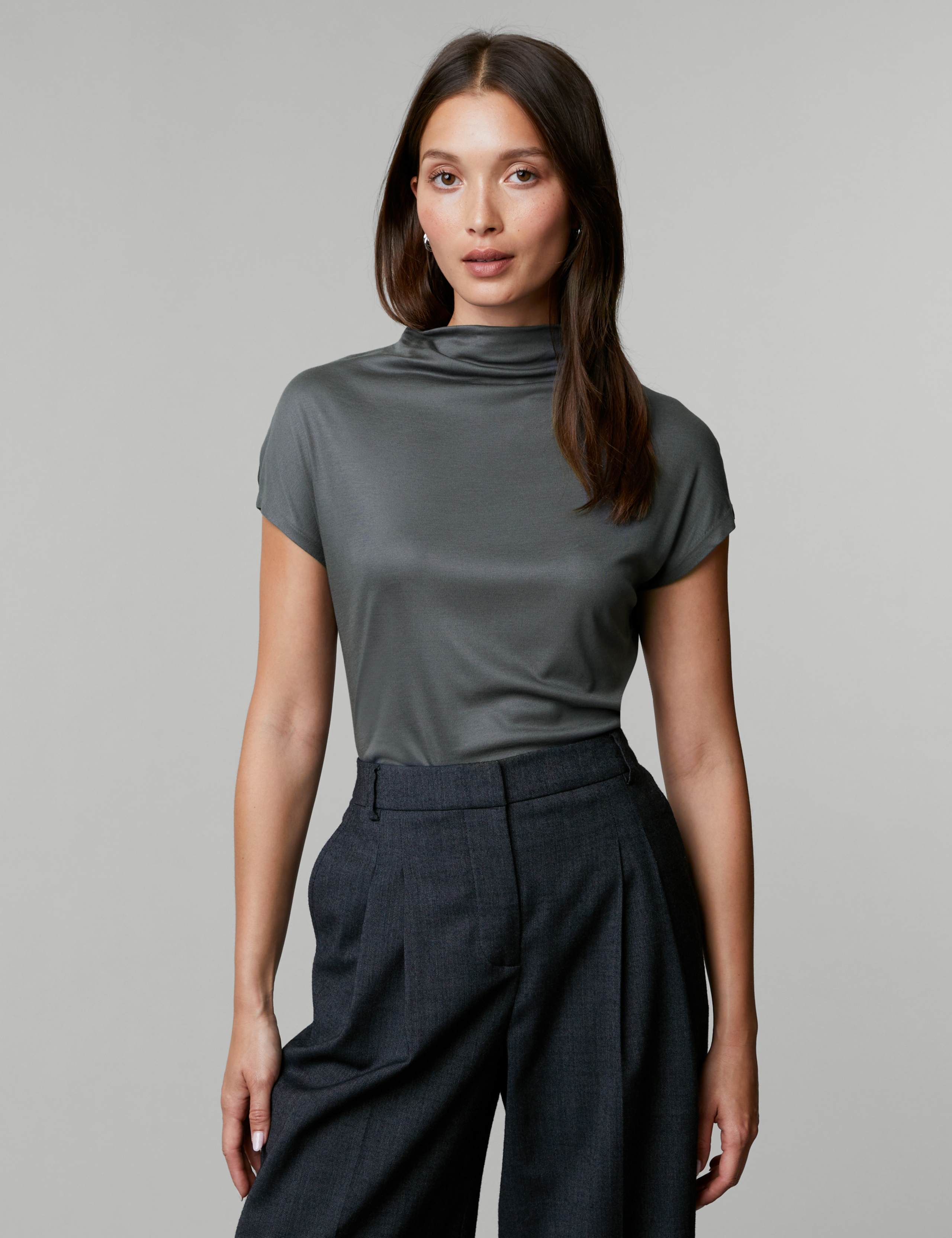 Jersey Draped Funnel Neck Top 3 of 6
