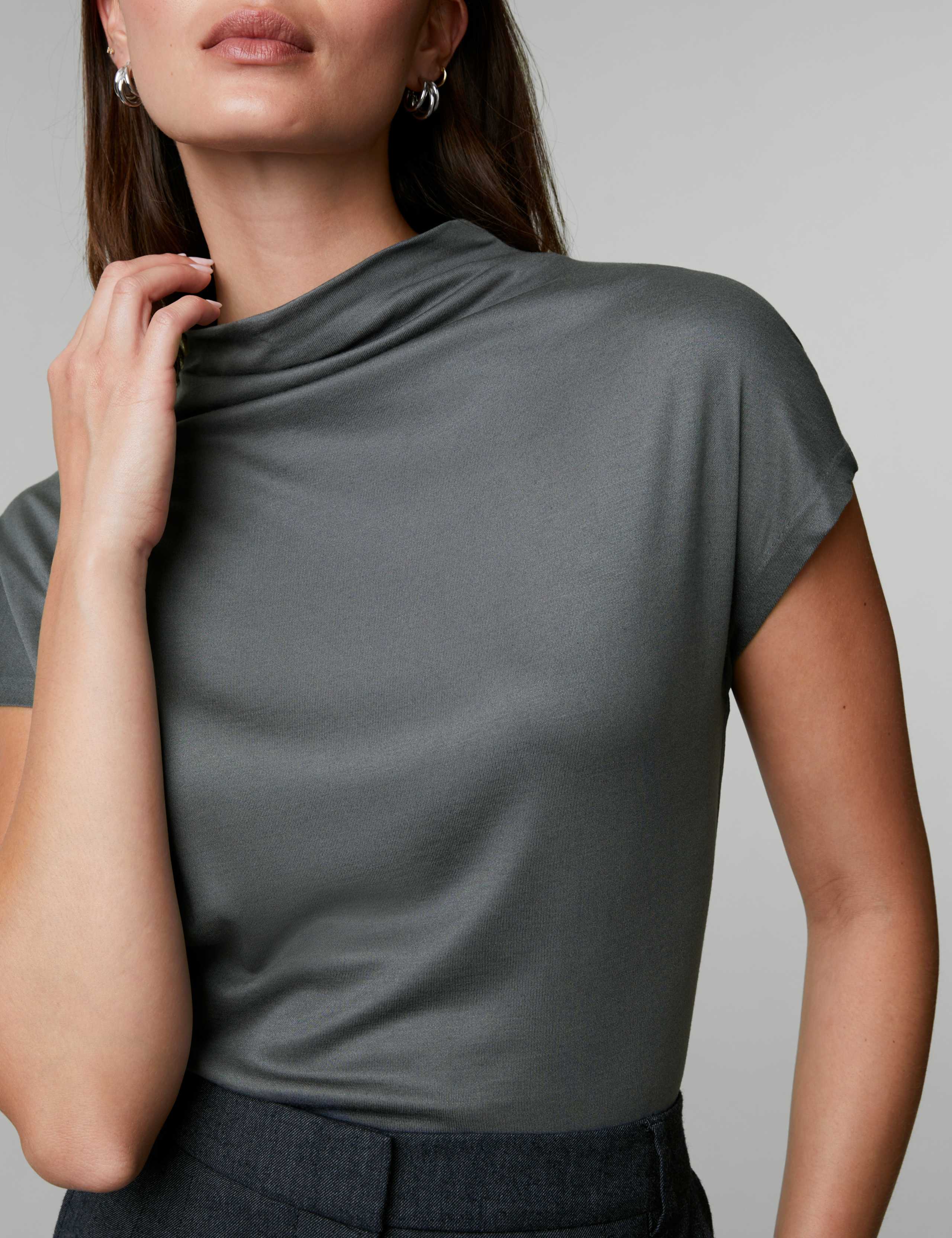 Jersey Draped Funnel Neck Top 4 of 6