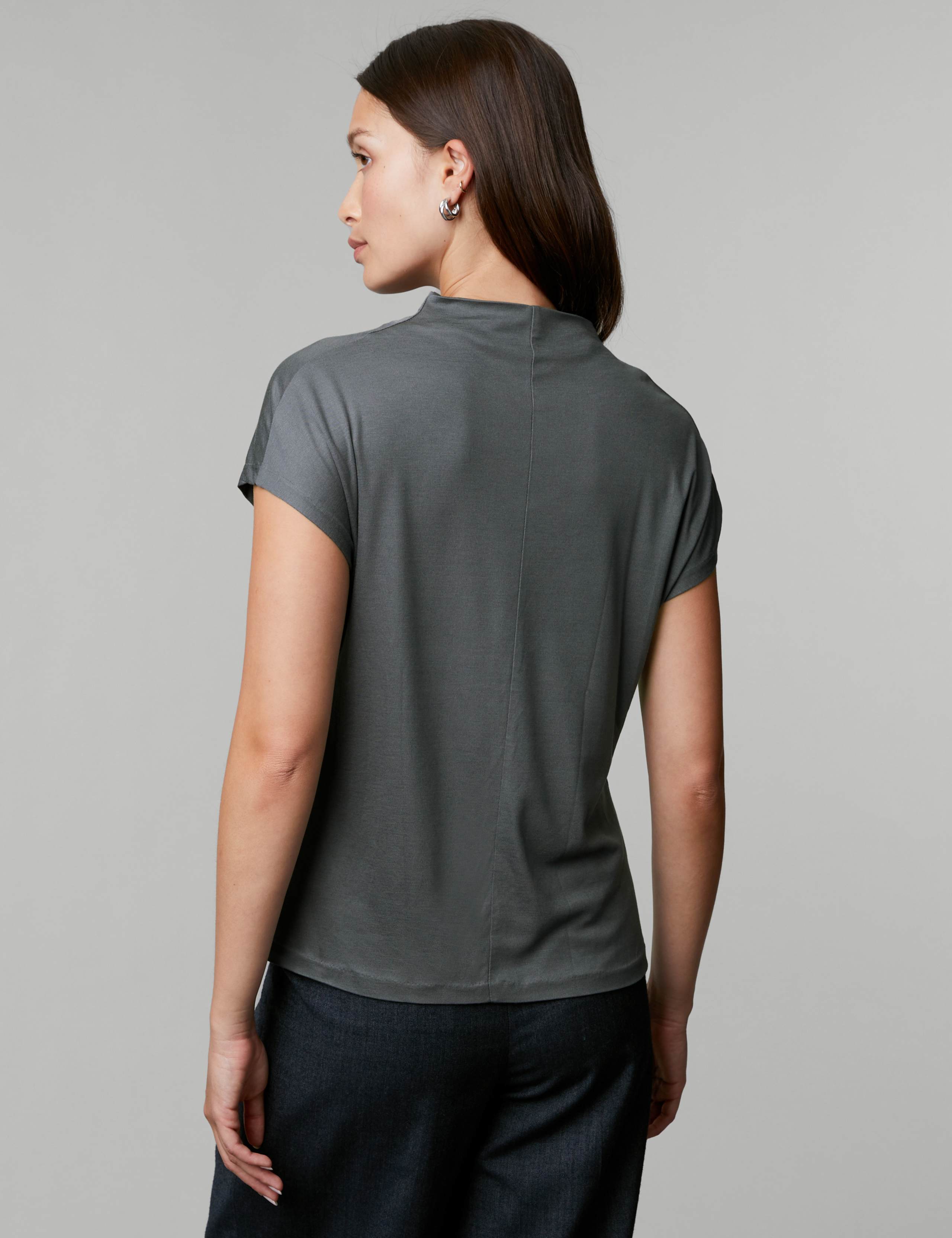 Jersey Draped Funnel Neck Top 5 of 6