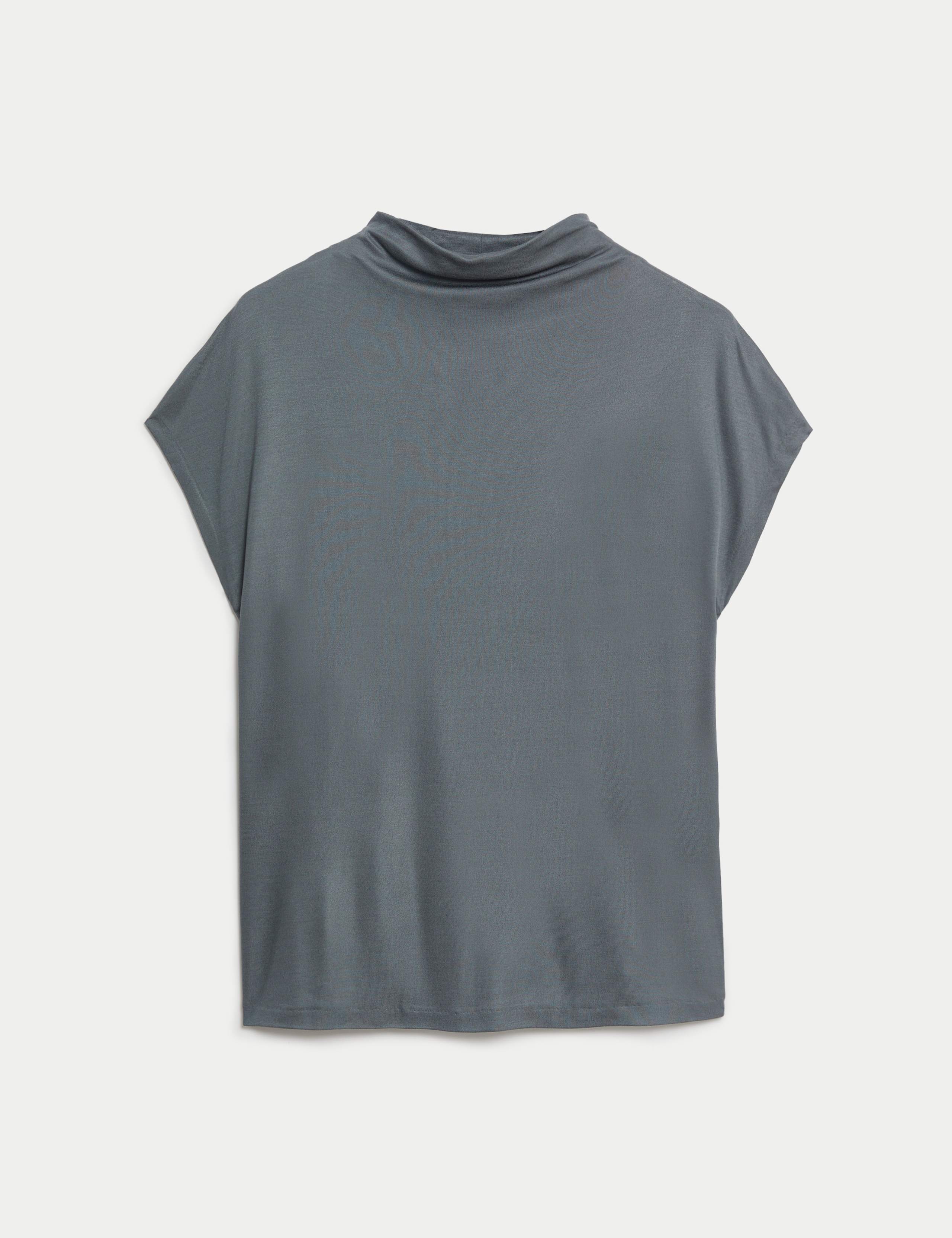 Jersey Draped Funnel Neck Top 2 of 6