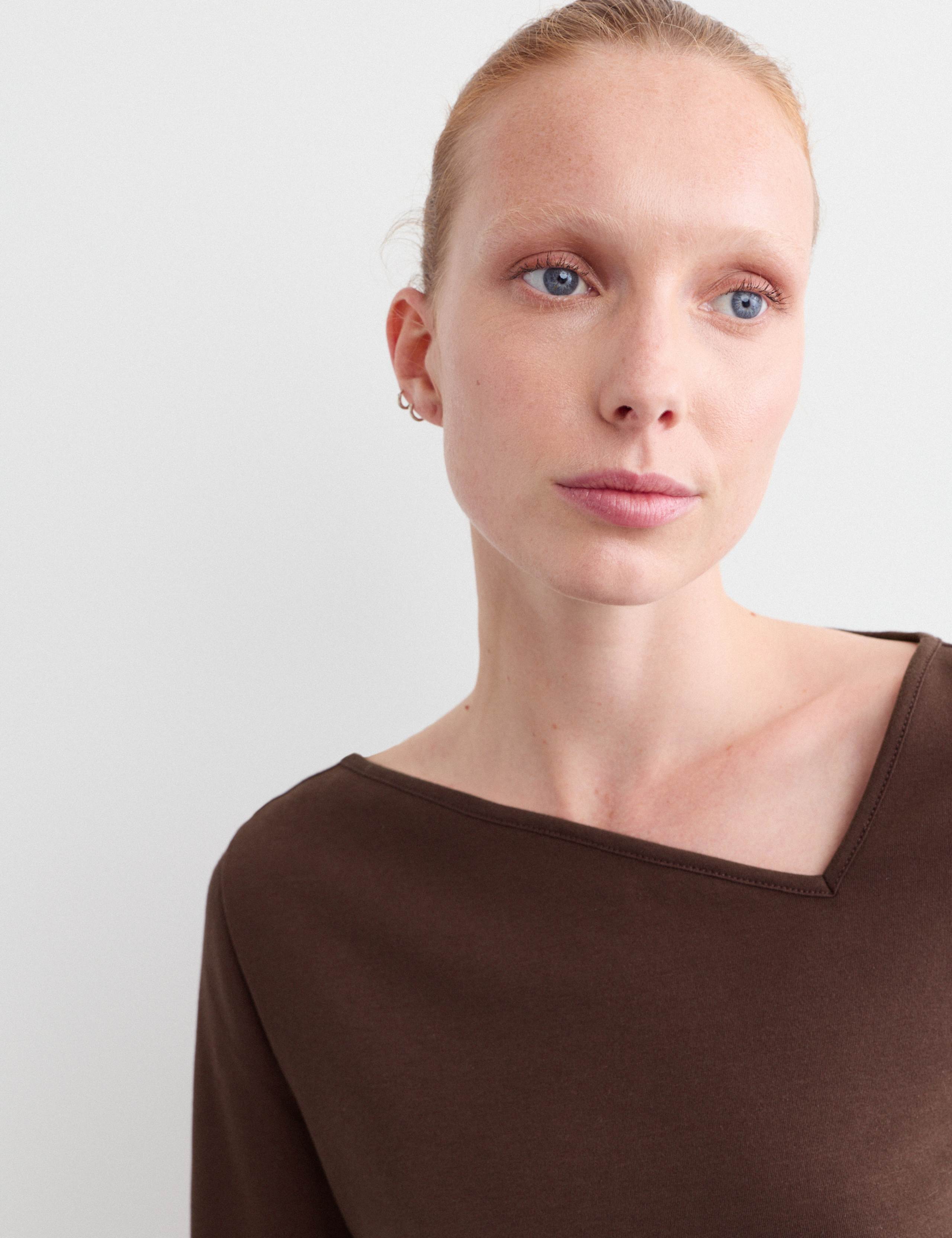 Cotton Modal Asymmetric Neck Top 3 of 6