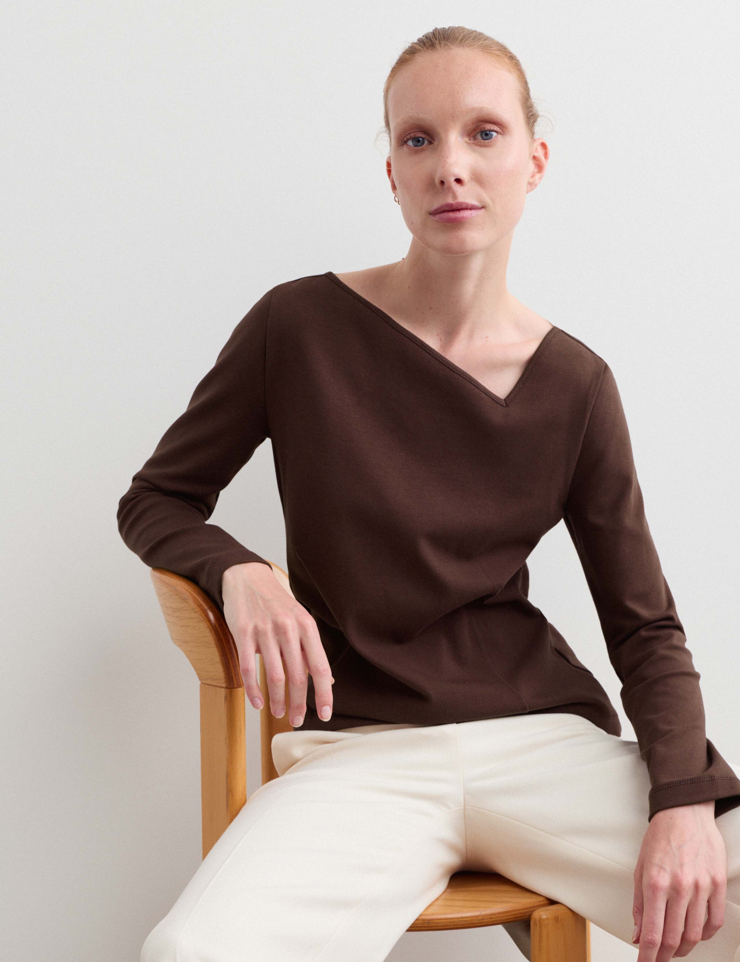 Cotton Modal Asymmetric Neck Top 4 of 6