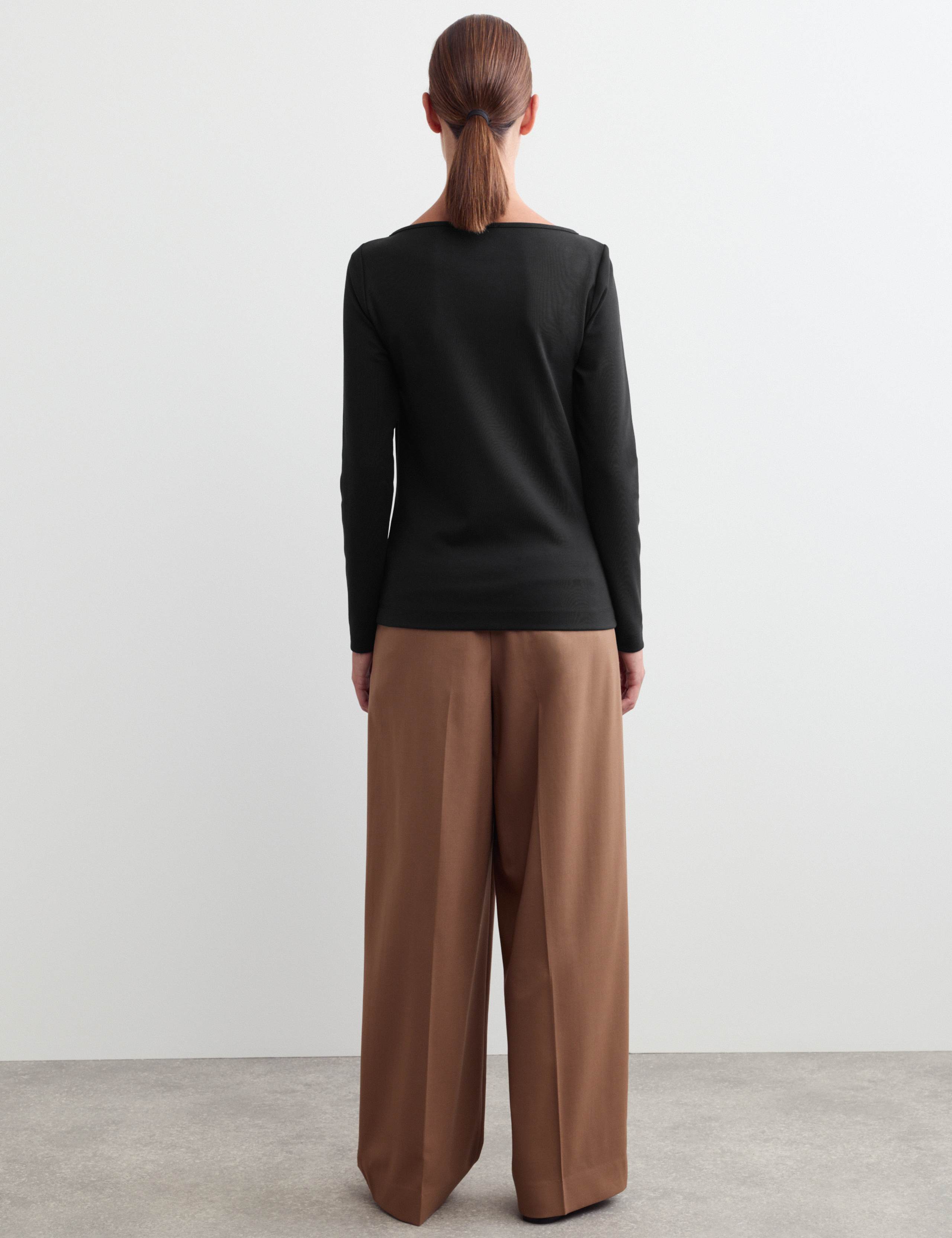 Cotton Modal Blend V-Neck Stitch Detail Top 5 of 6