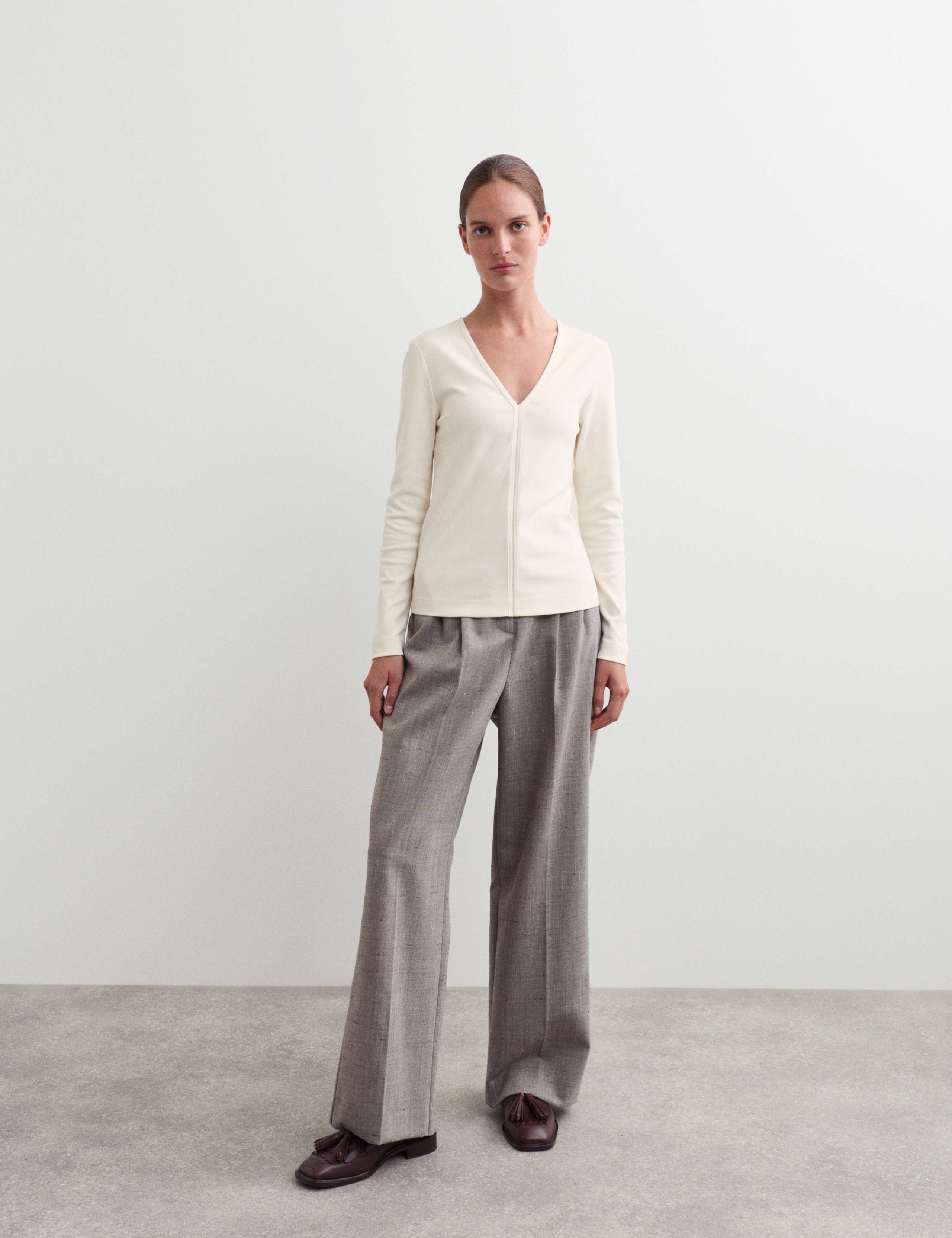 Cotton Modal Blend V-Neck Top 1 of 6