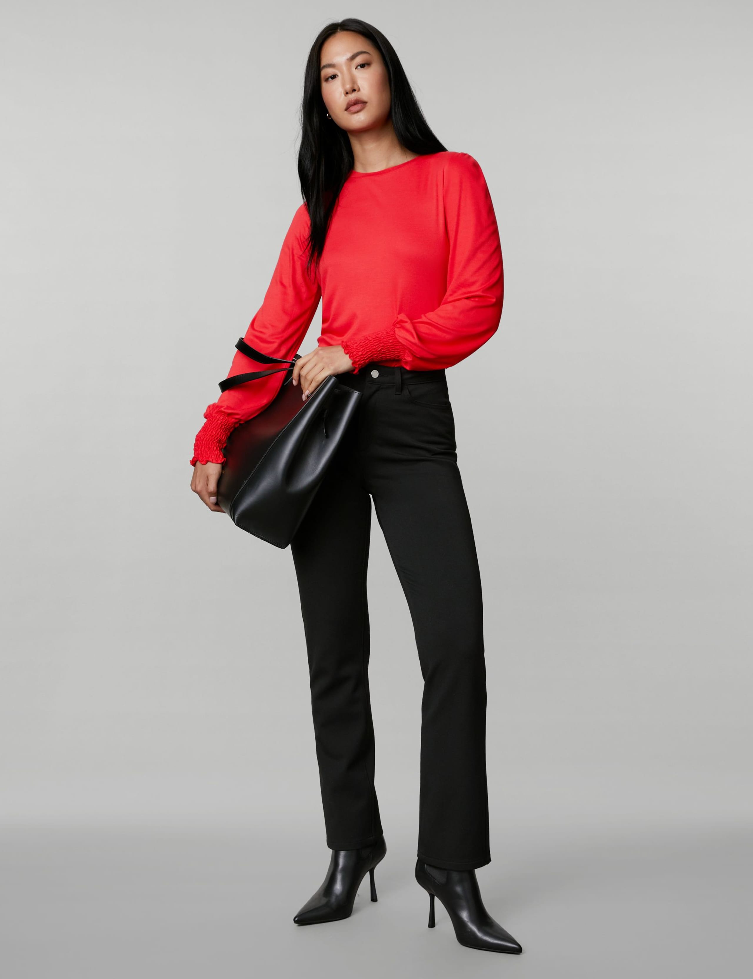 Jersey Shirred Blouson Sleeve Top 3 of 6