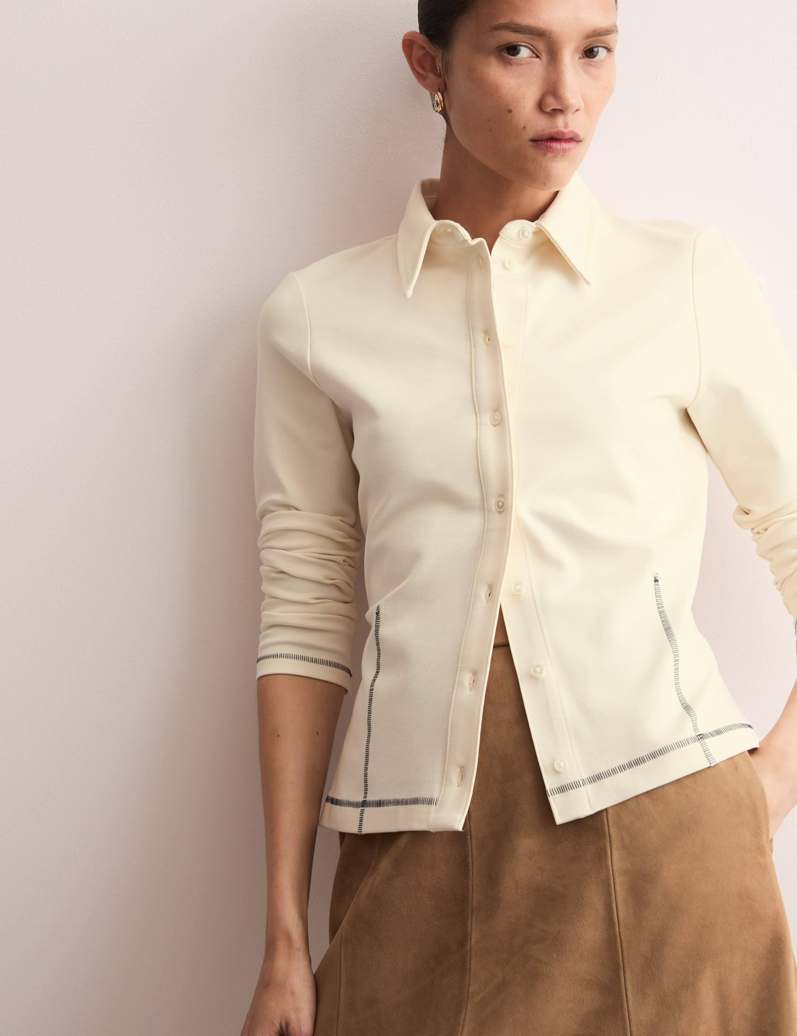 Jersey Collared Stitch Detail Shirt 4 of 7