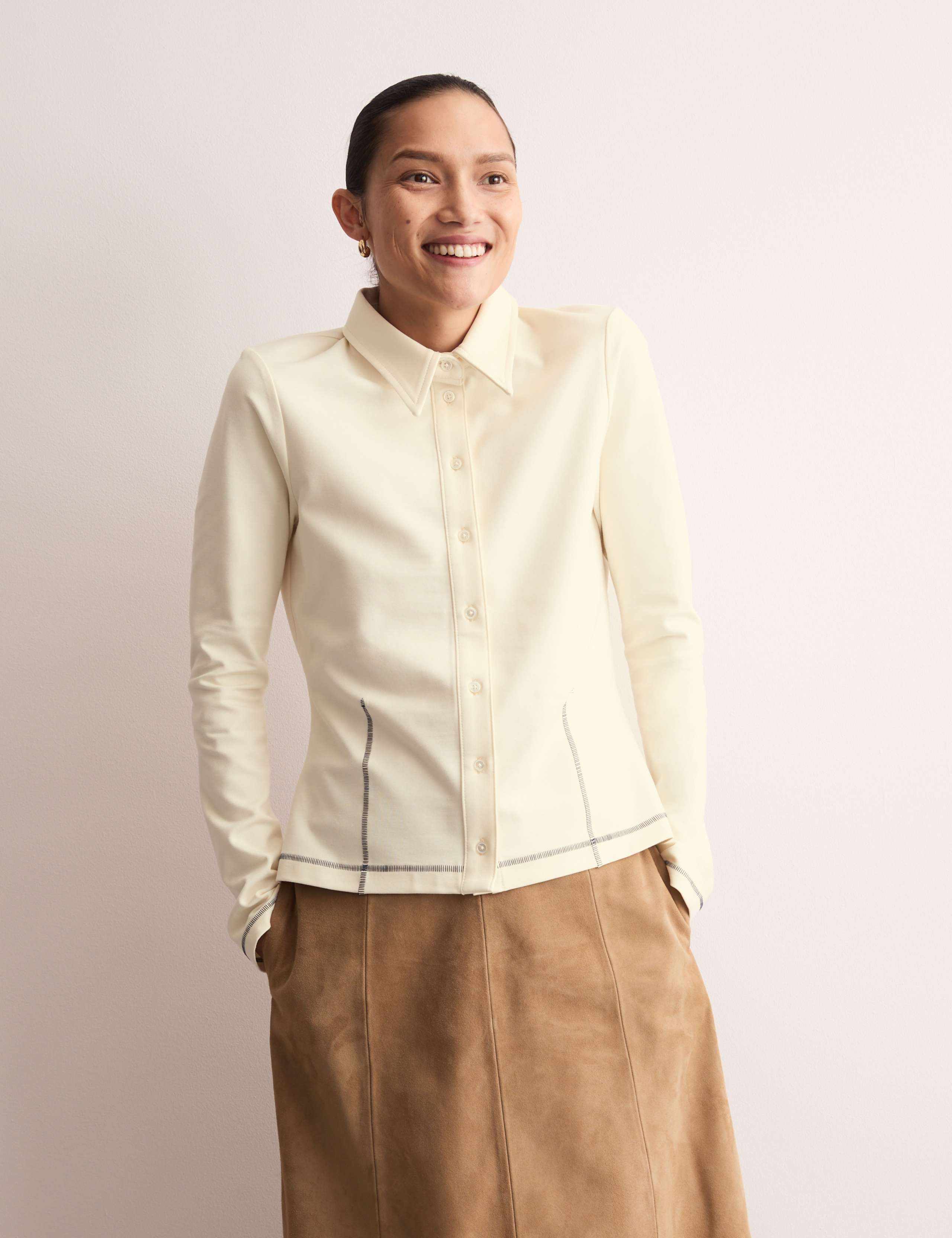 Jersey Collared Stitch Detail Shirt 6 of 7