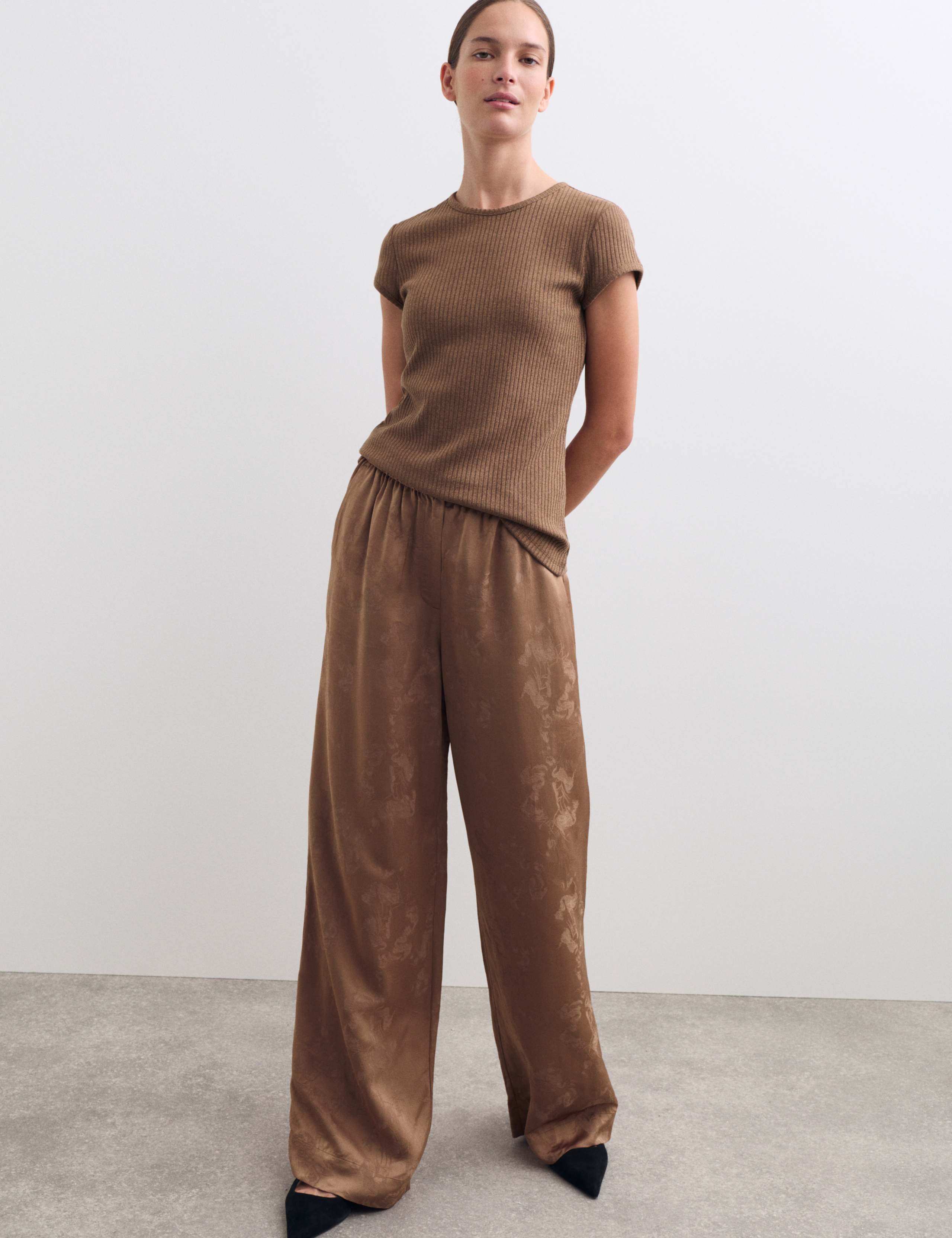 Jersey Lurex Crew Neck Sparkly Top 1 of 6