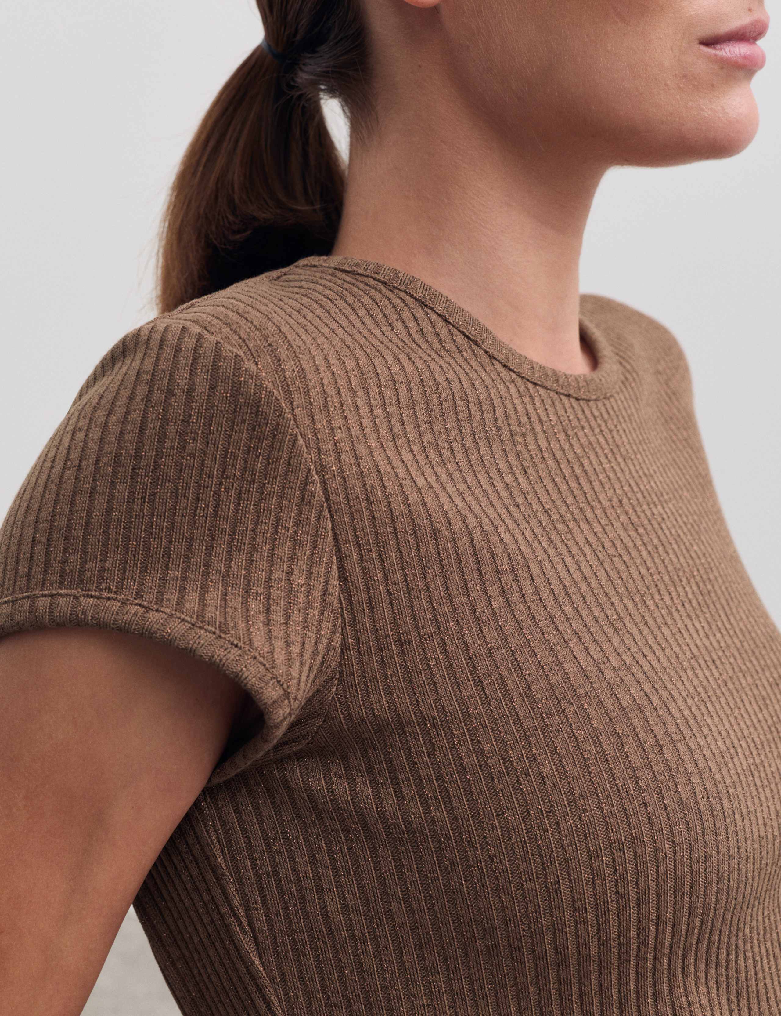 Jersey Lurex Crew Neck Sparkly Top 4 of 6