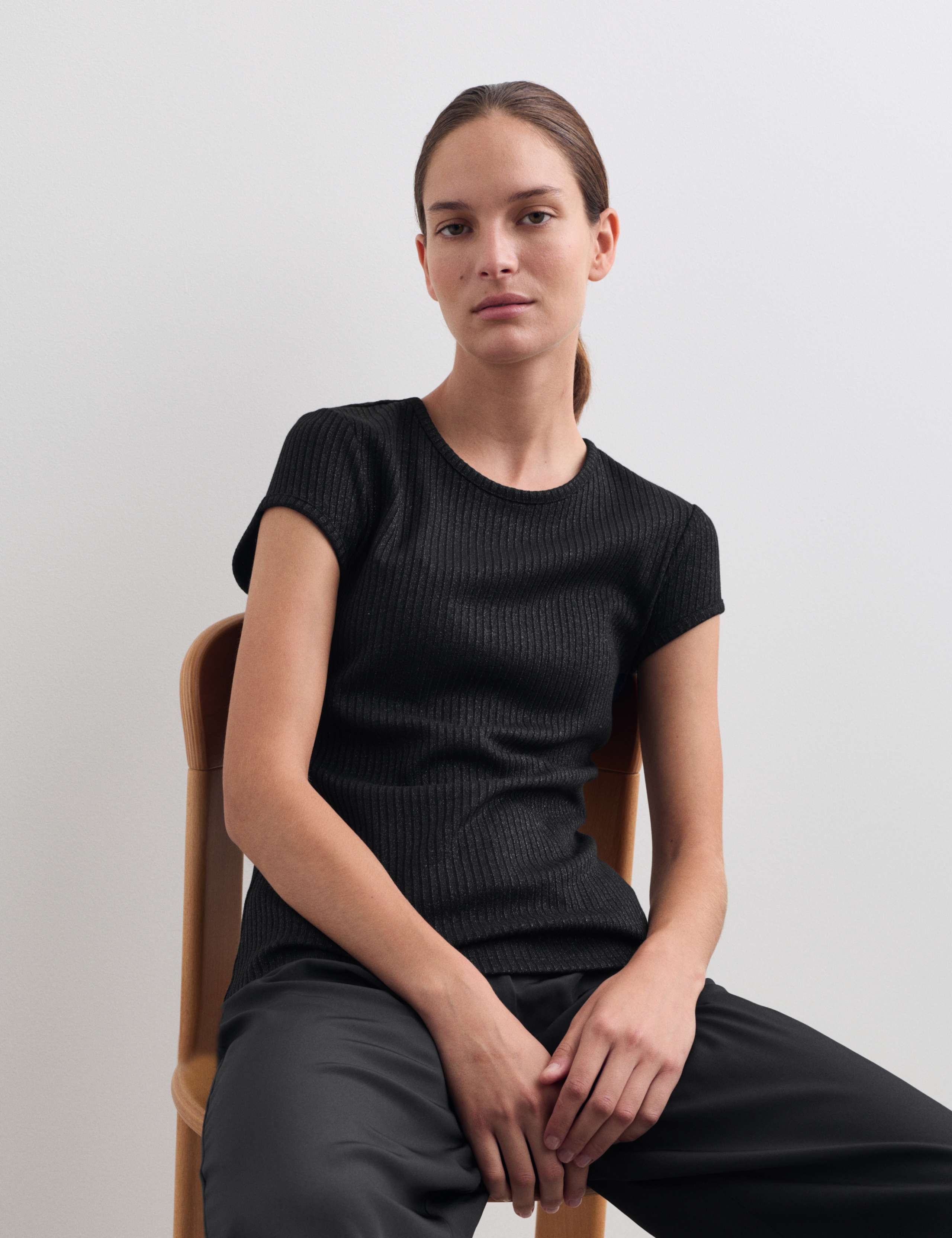 Jersey Crew Neck Sparkly Top 4 of 7