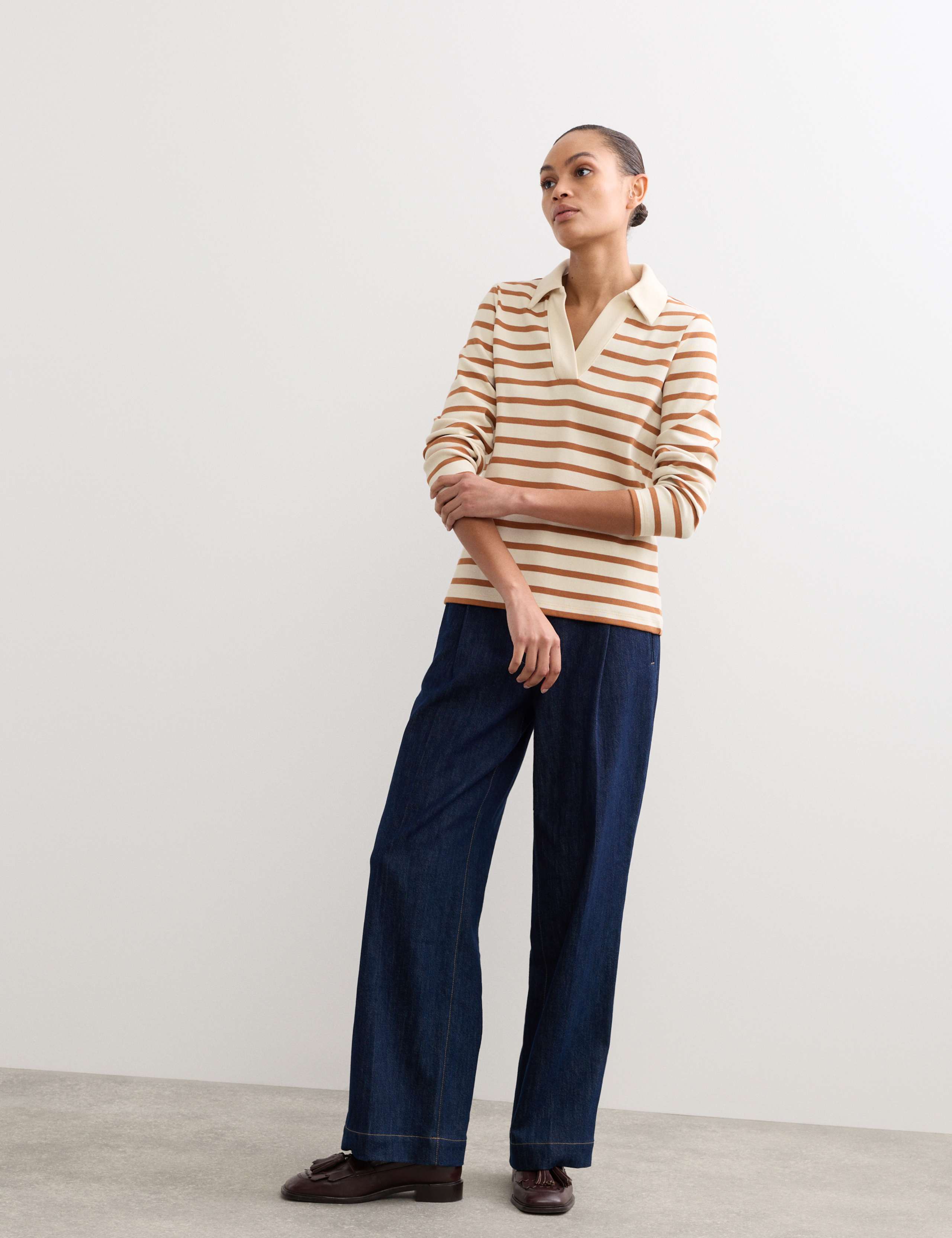 Pure Cotton V-Neck Striped Top 3 of 6