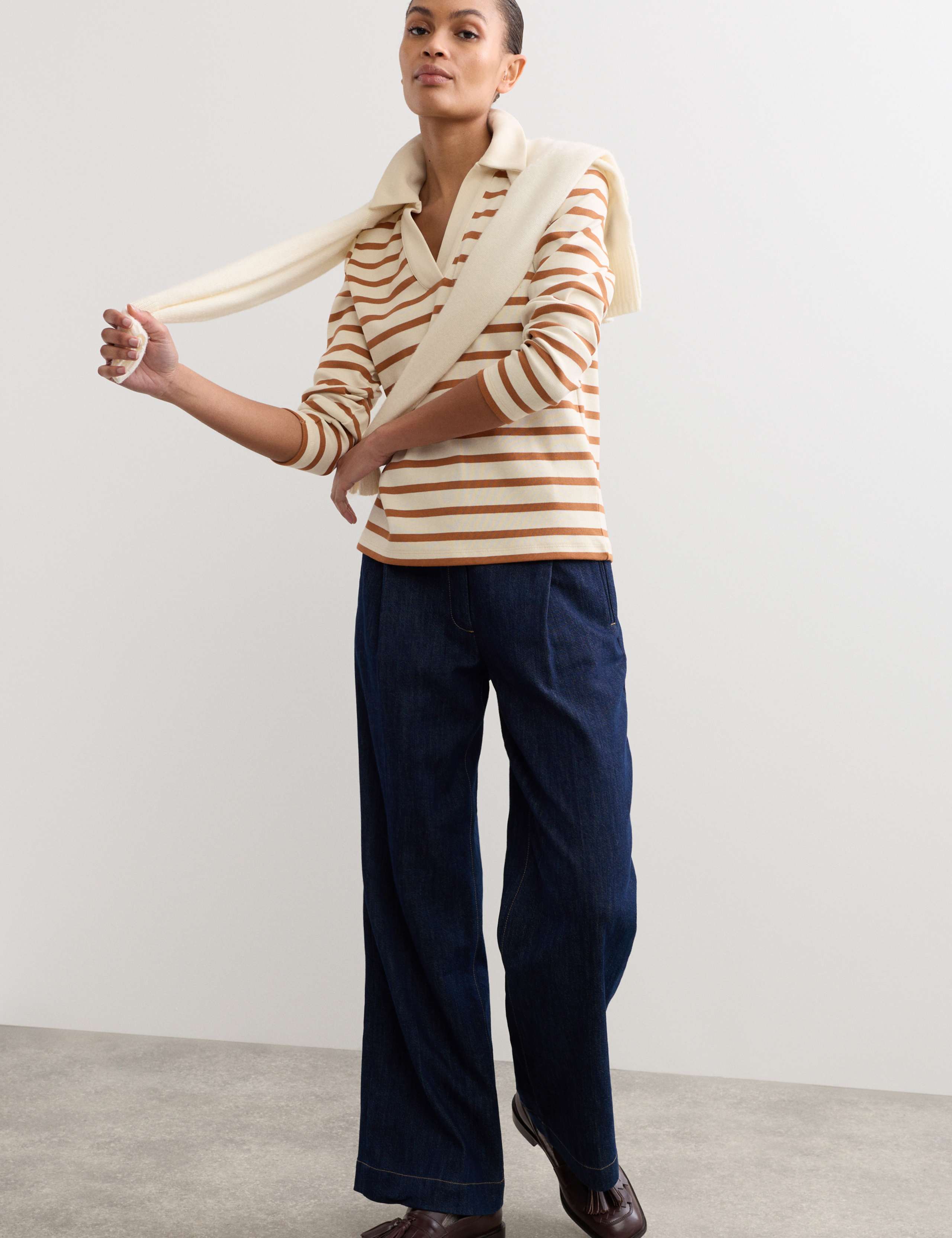 Pure Cotton V-Neck Striped Top 4 of 6