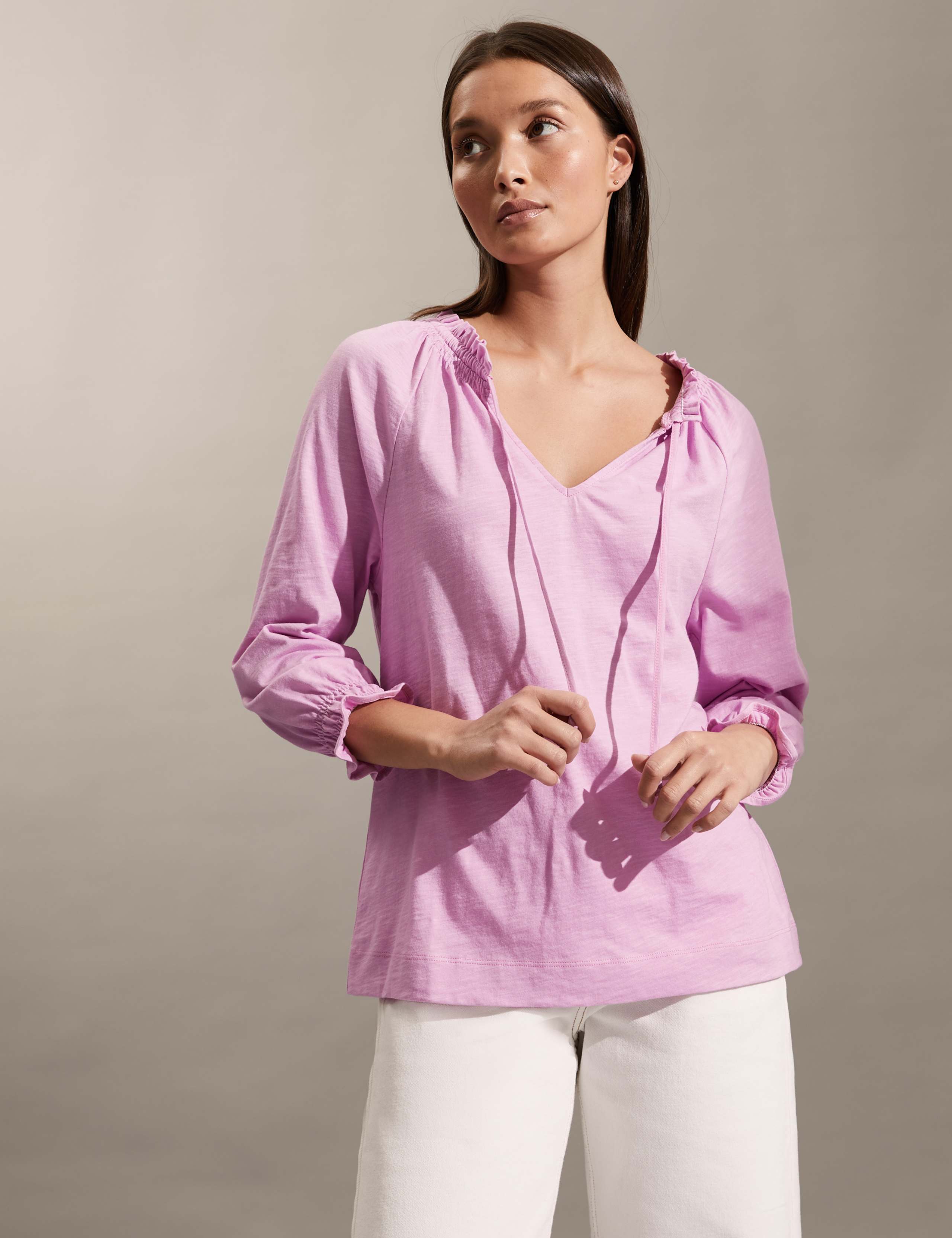 Jersey Tie Neck Top 4 of 6